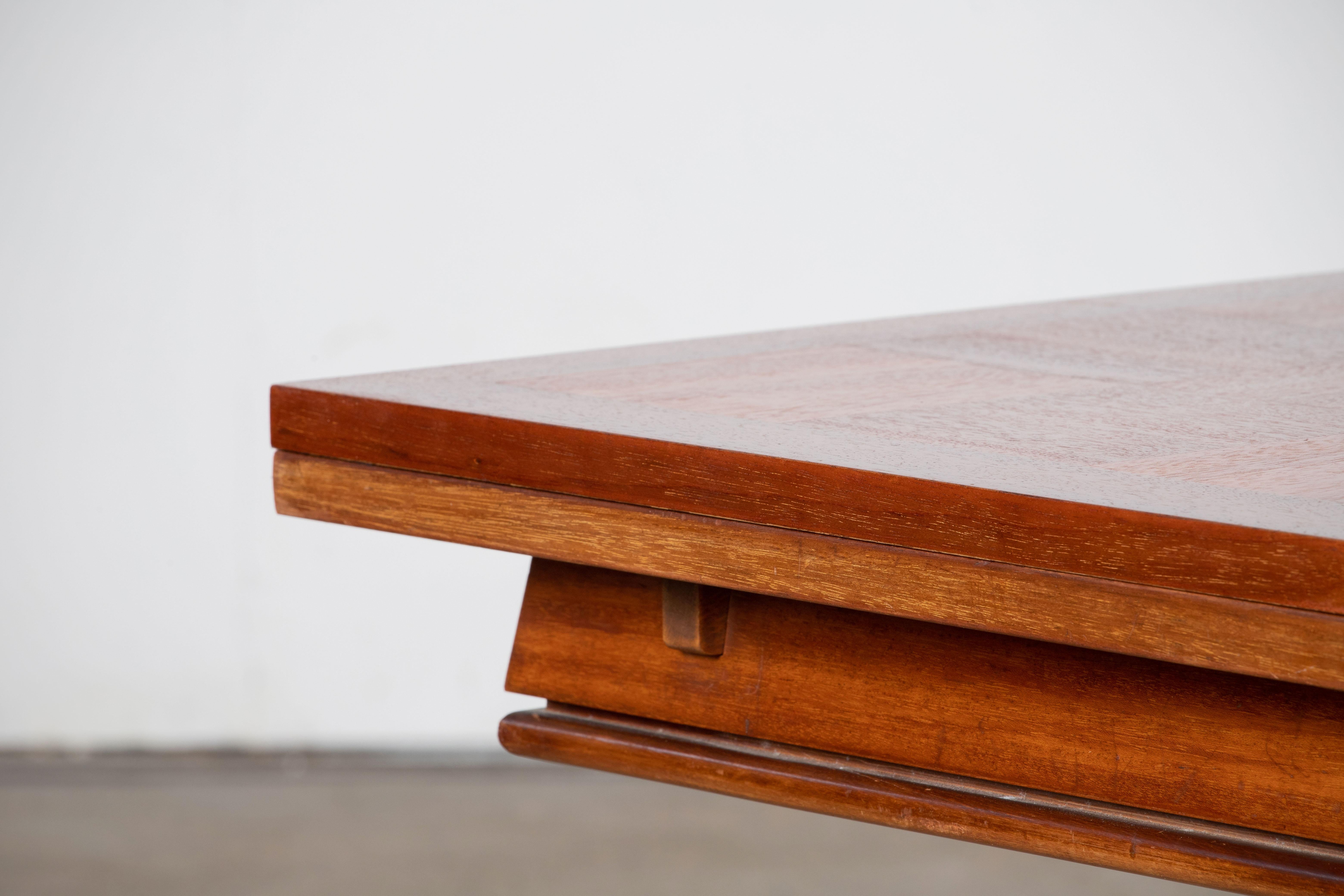 Large Extendable Art Deco Table, Solid Mahogany, France, 1930. 13