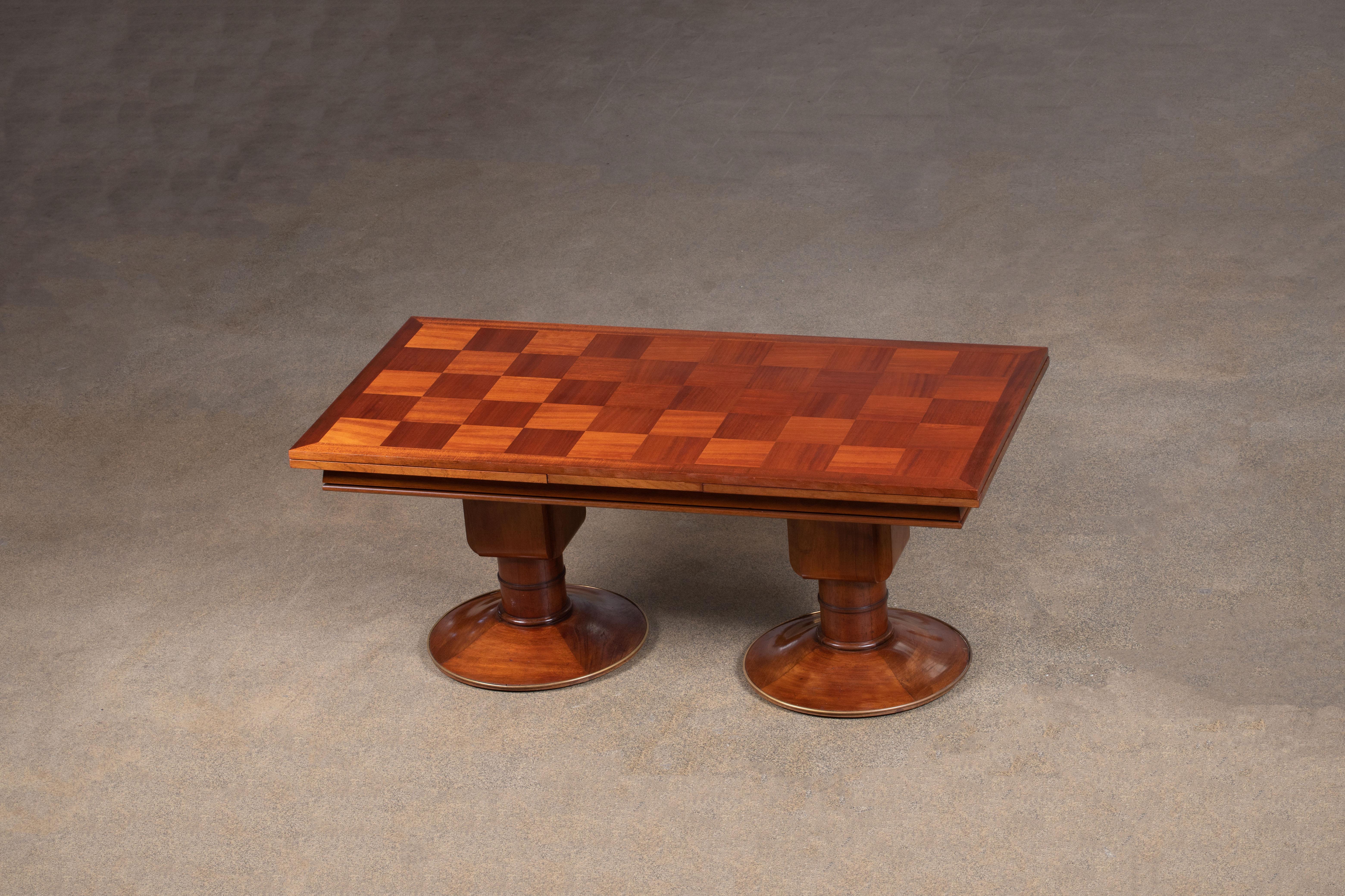 Large Extendable Art Deco Table, Solid Mahogany, France, 1930. 2