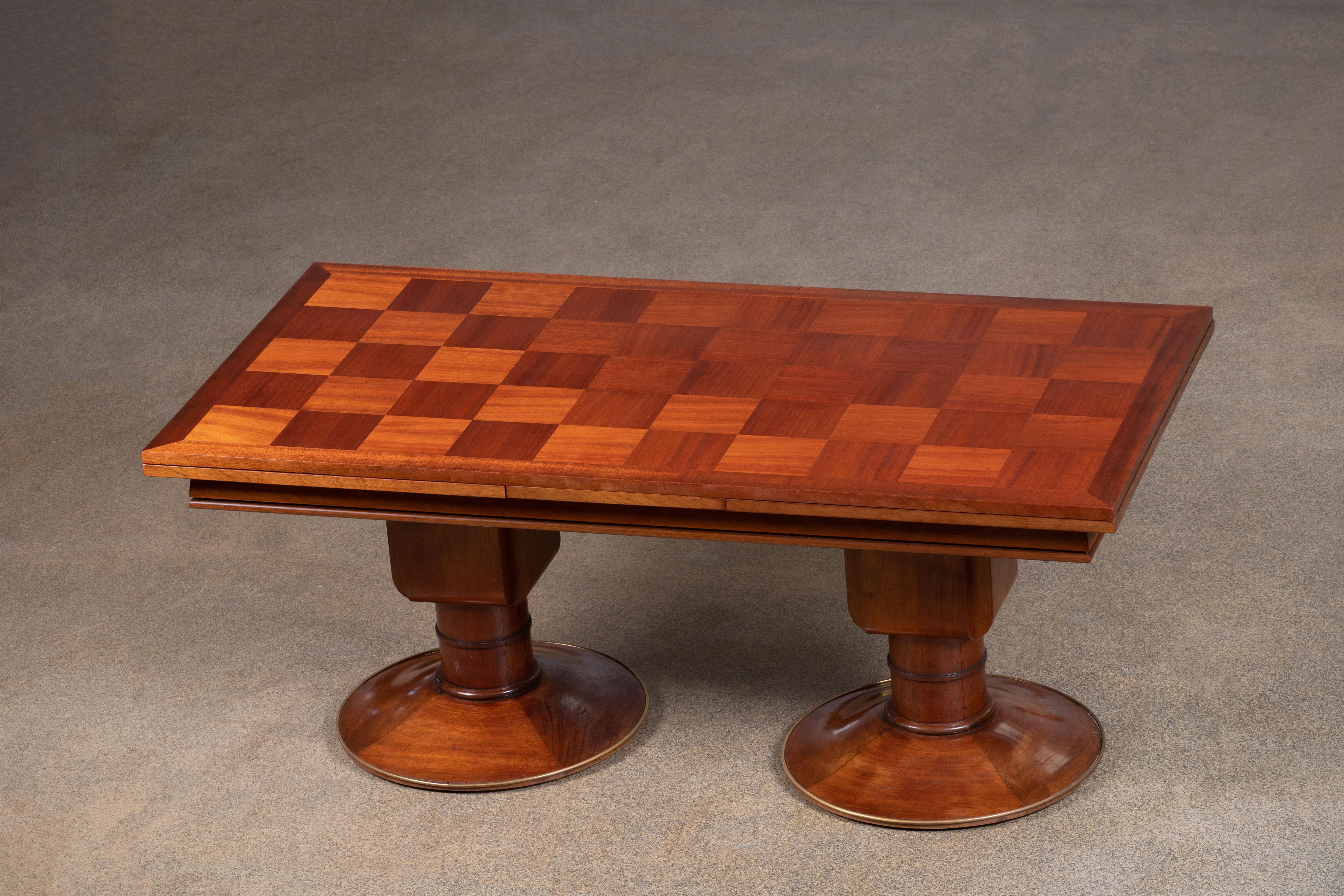 Large Extendable Art Deco Table, Solid Mahogany, France, 1930. 3