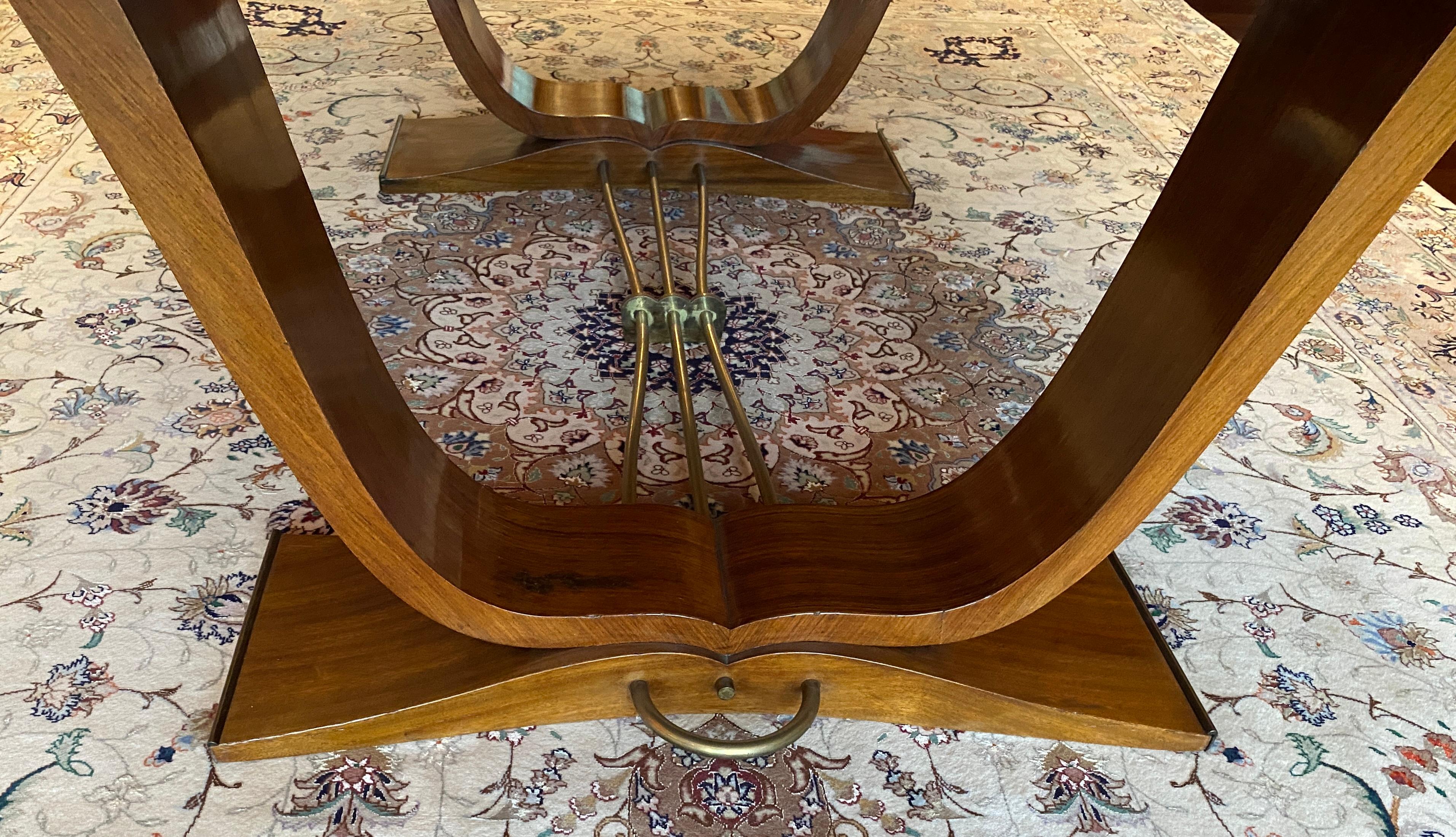 Laiton Grande table à manger Art Déco française extensible, table à manger de style Jules Leleu en vente