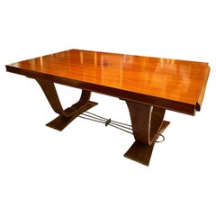 Large Extendable French Art Deco Dining Table, Jules Leleu Style Dining Table
