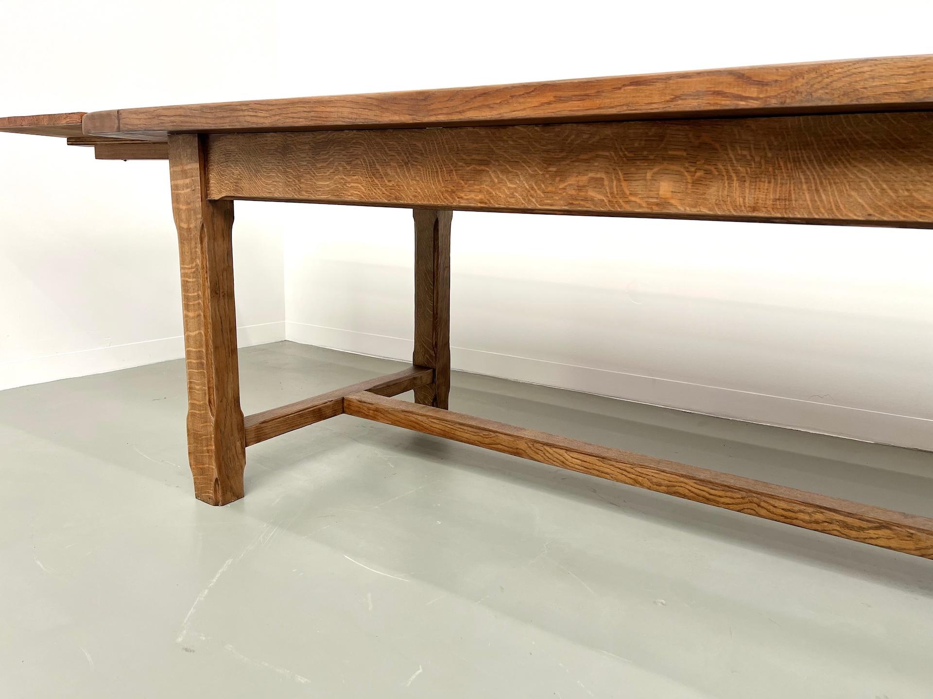 Large extendable french oak farmhouse table, 50's 6