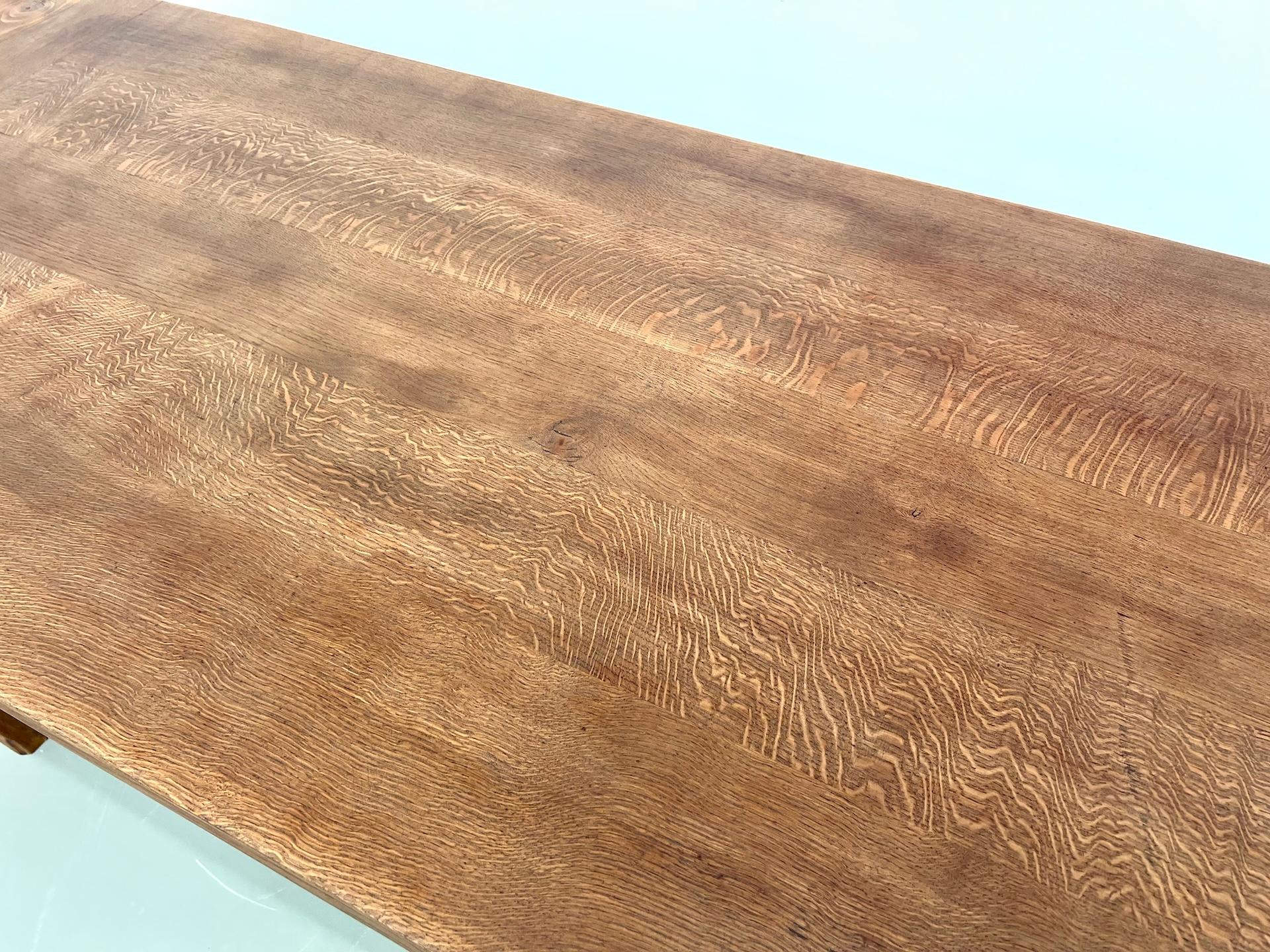 Large extendable french oak farmhouse table, 50's 11