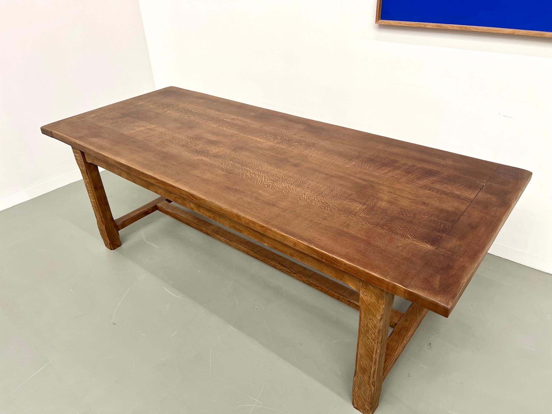 Large extendable french oak farmhouse table, 50's In Good Condition In LYON, FR