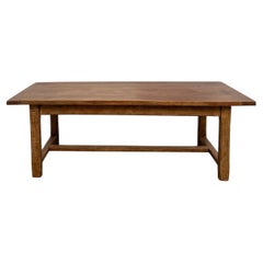 Grande table de ferme extensible en chêne français, années 50