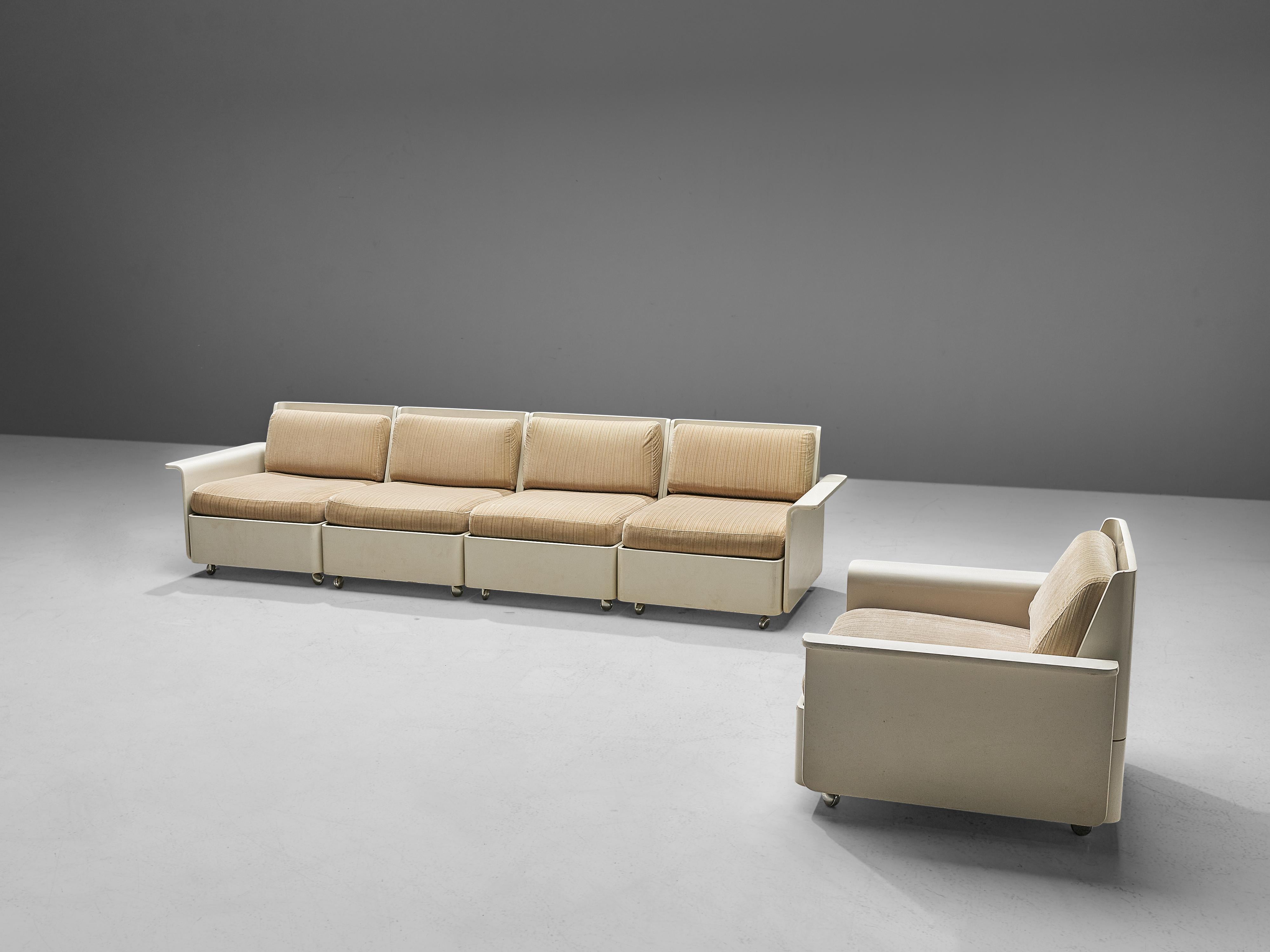Upholstery Large Extendable Modular Sofa on Wheels