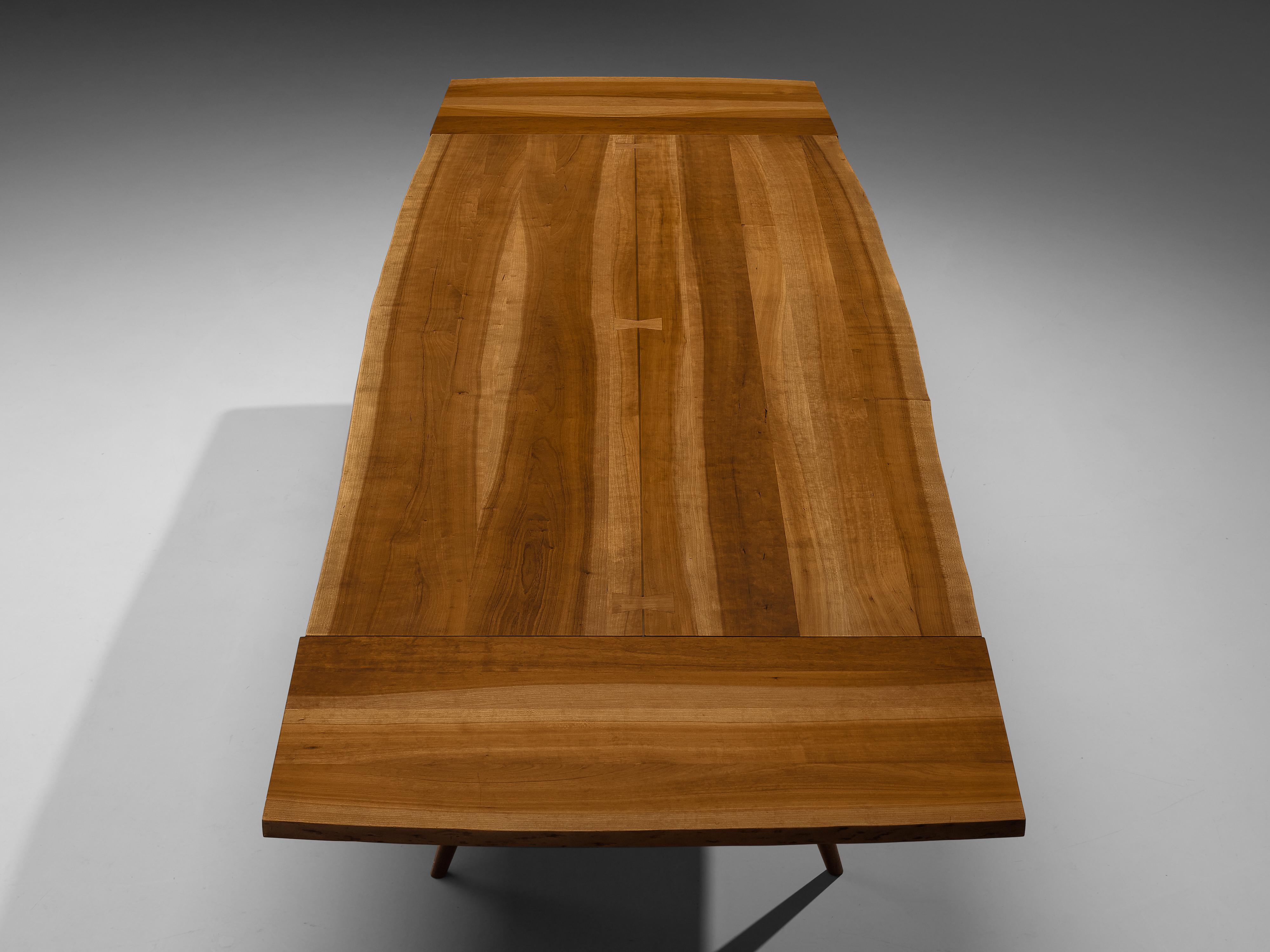 Mid-20th Century Large Extendable Nakashima Free Edge Dining Table in Cherrywood
