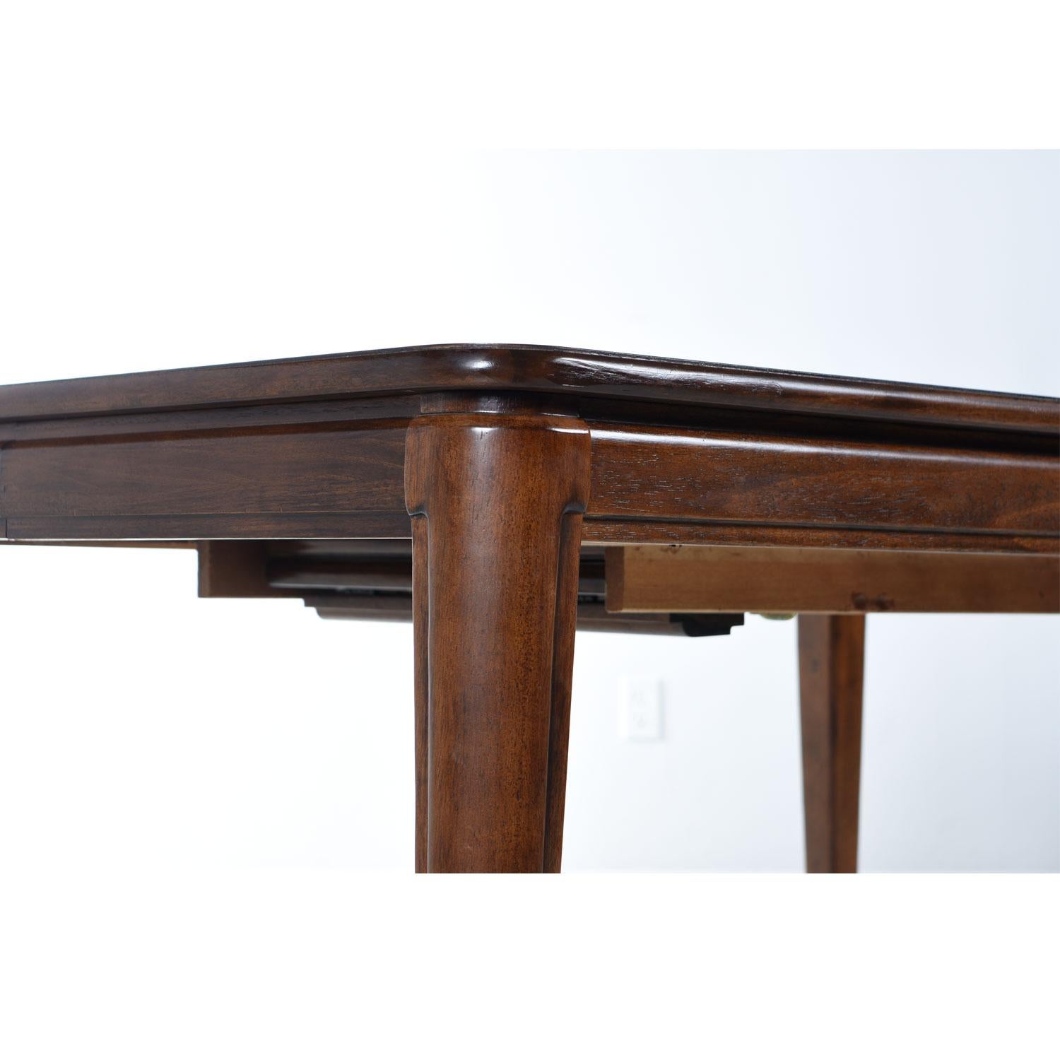 Mid-Century Modern Large Extendable Rectangle to Square Cherrywood Butterfly Leaf Dining Table