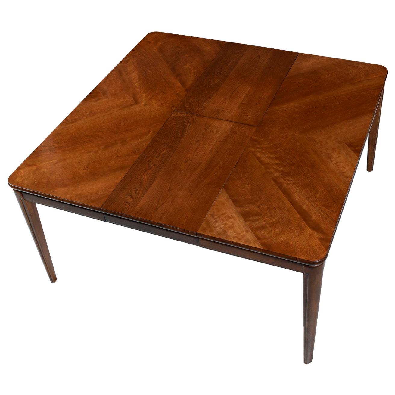 This marvel of a table is a rectangular shape when compact. Extend the butterfly leaf to create a large square shape! Easily seat eight or more guests at your new large, square table. The butterfly leaf folds at center and flips beneath the table