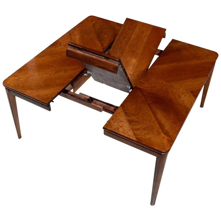 Large Extendable Rectangle To Square Cherrywood Butterfly Leaf Dining Table At 1stdibs