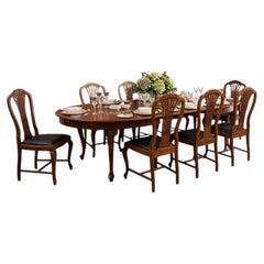 Large extendable table with eight chairs, late 19th century, France. After renov