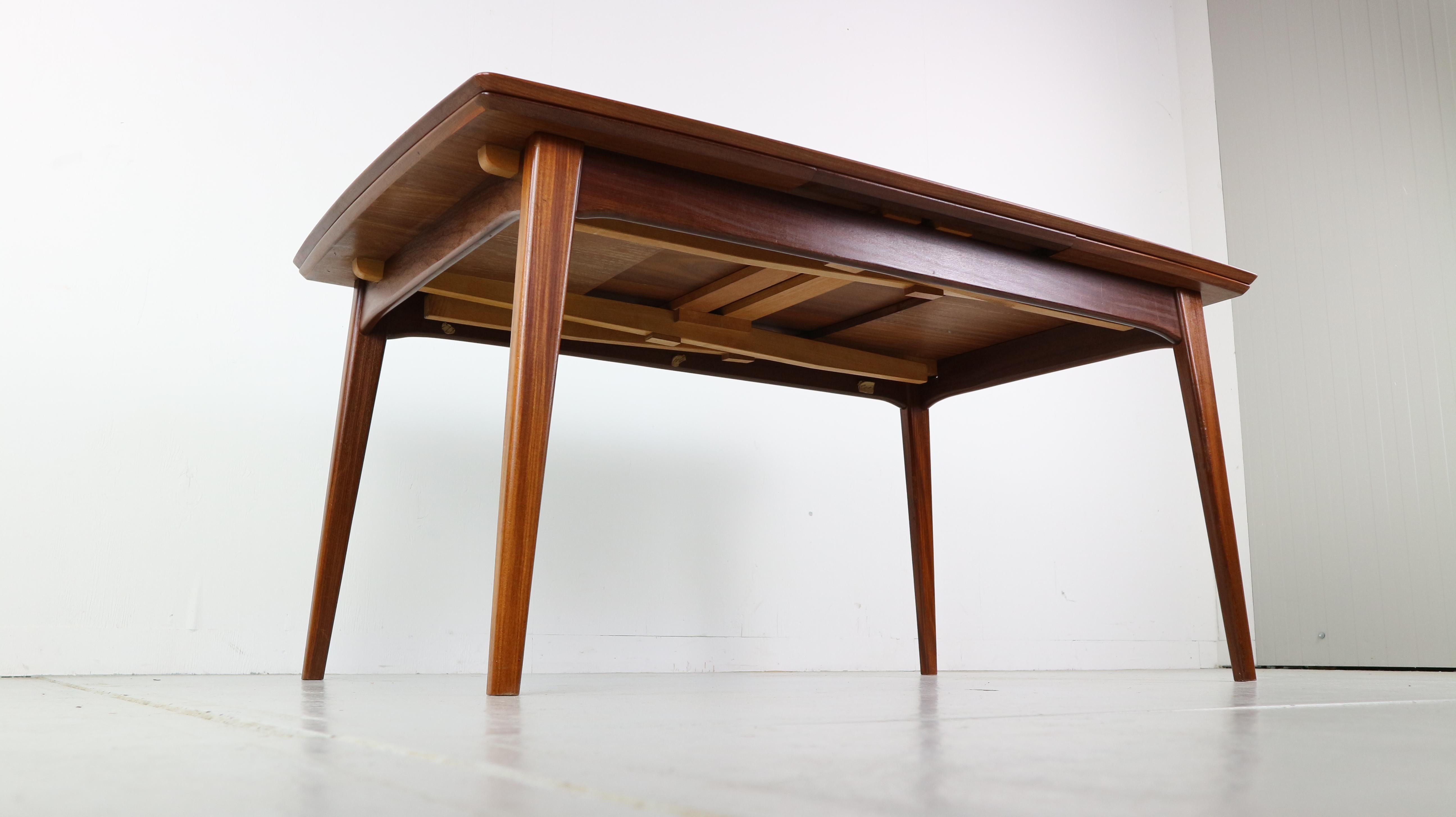 Large Extendable Teak Dining Table by Louis Van Teeffelen for Webe, 1950s In Good Condition In The Hague, NL