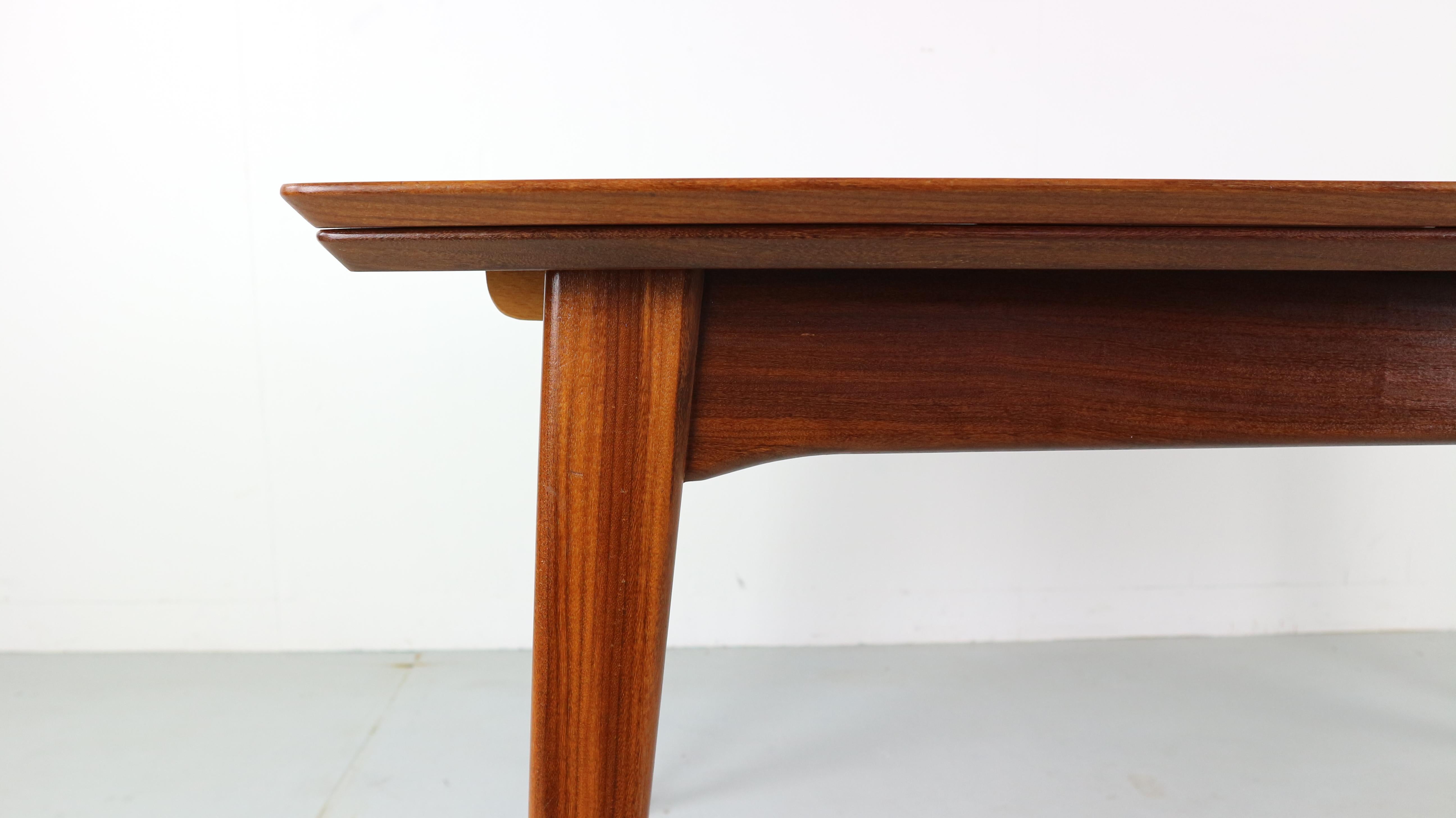 Mid-20th Century Large Extendable Teak Dining Table by Louis Van Teeffelen for Webe, 1950s