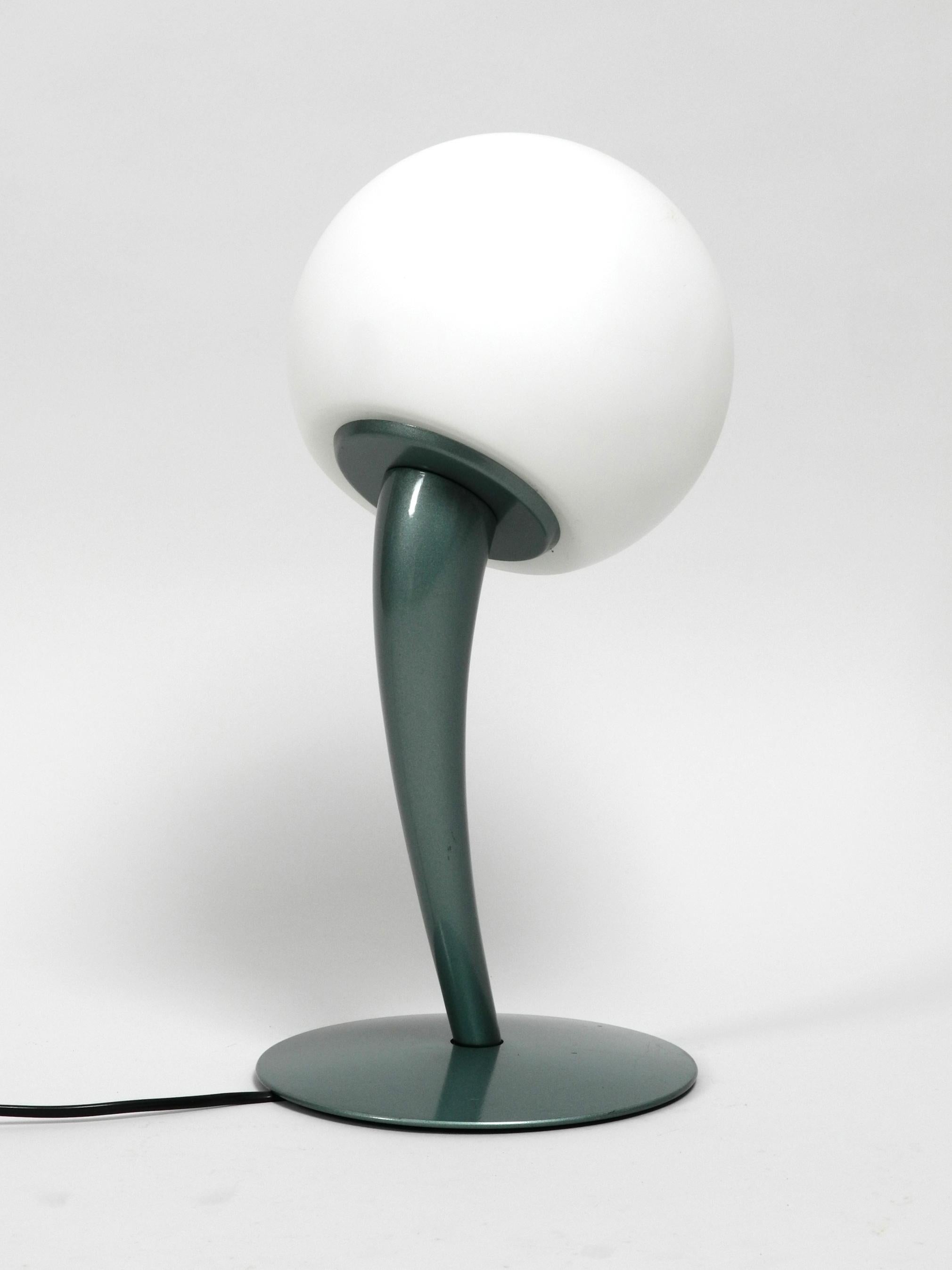Post-Modern Large Extraordinary 1980s Metal Table Lamp and Opal Glass Shade For Sale