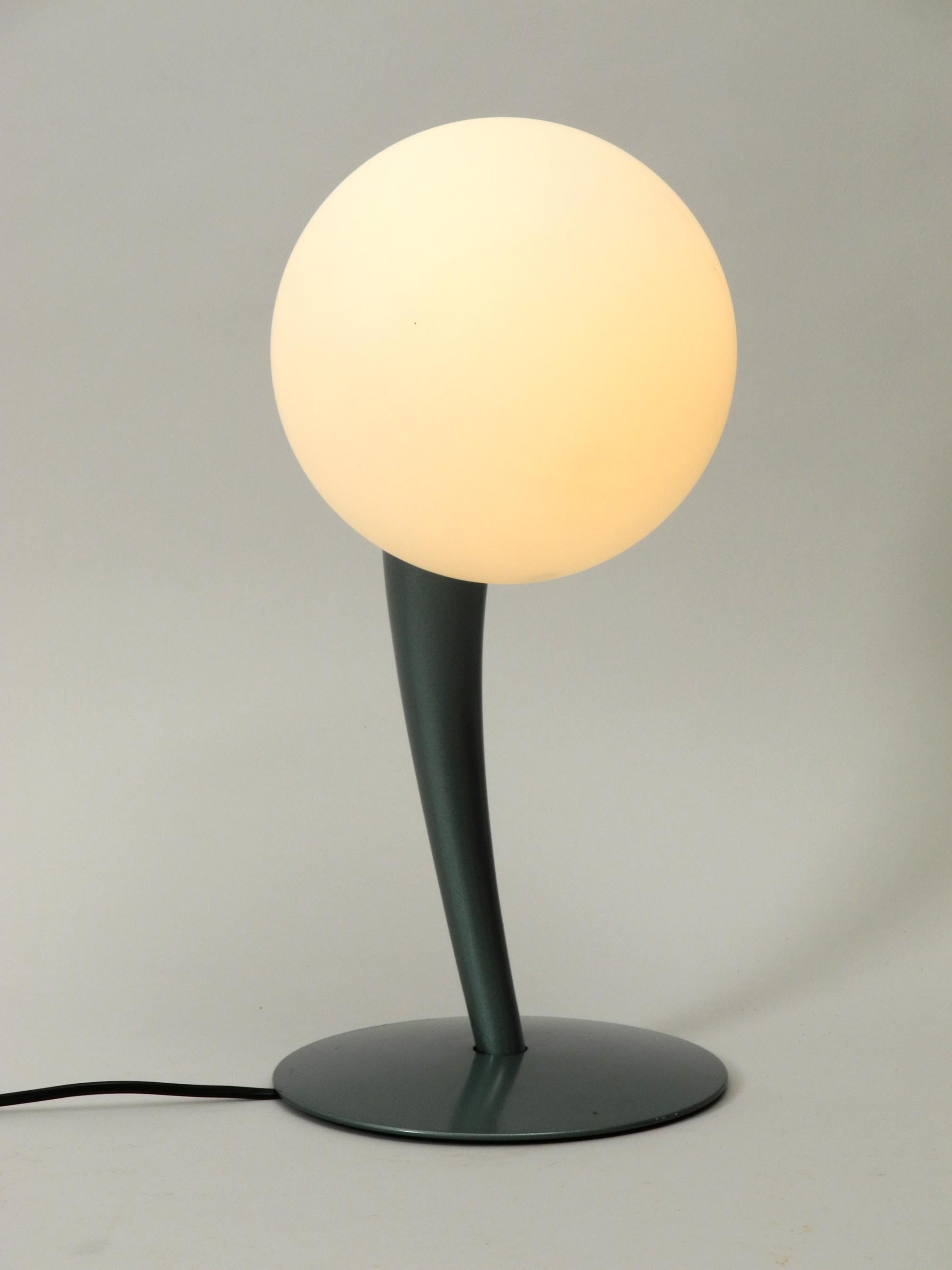European Large Extraordinary 1980s Metal Table Lamp and Opal Glass Shade For Sale