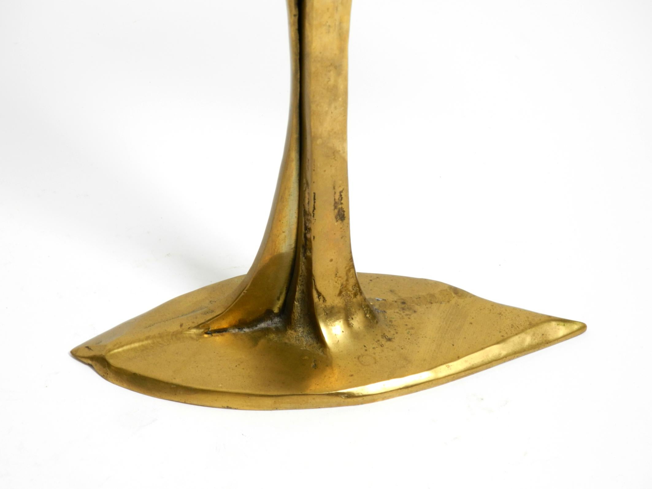 Large extraordinary Mid Century Modern brass candlestick in brutalist design For Sale 3