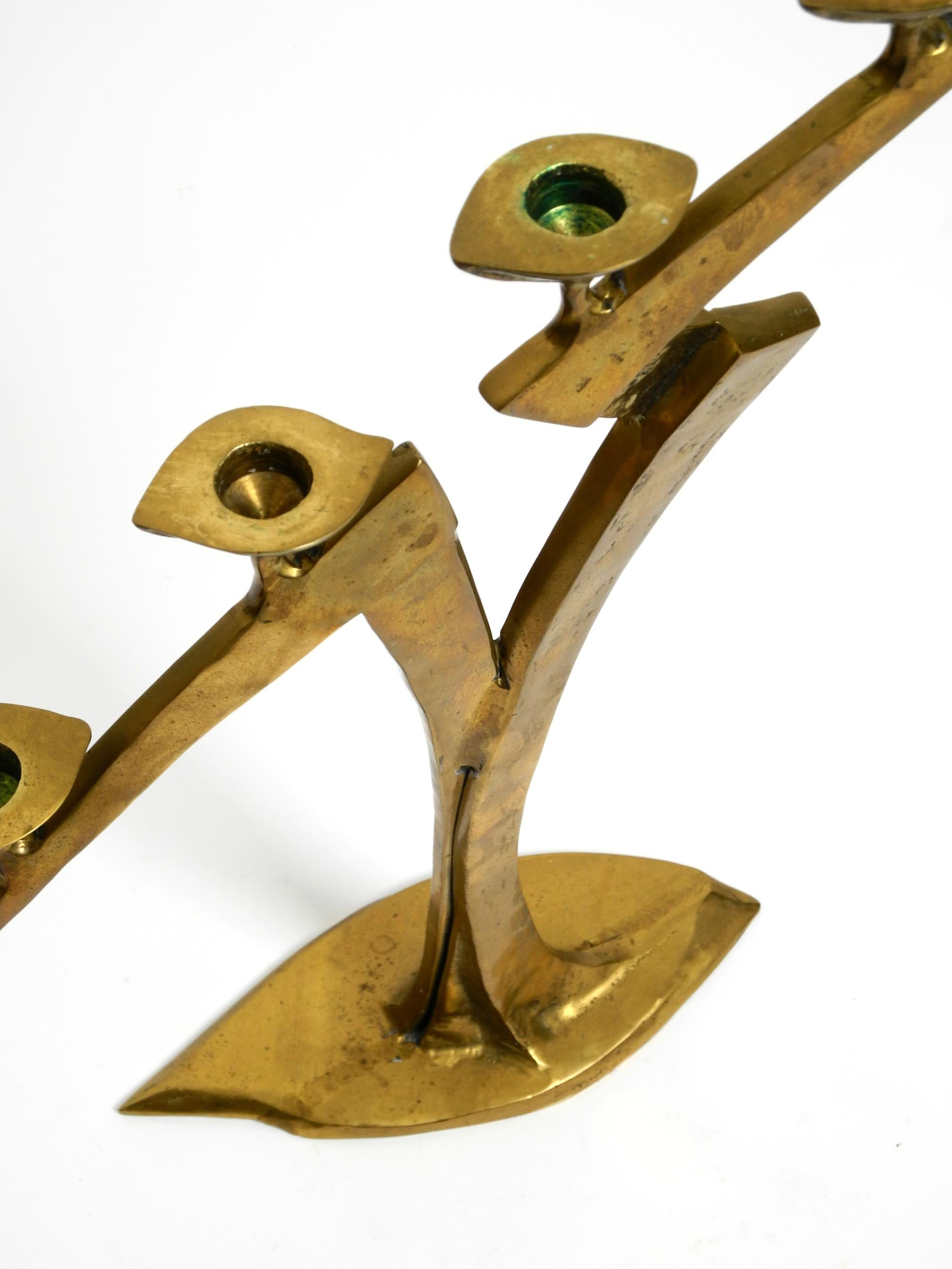 Large extraordinary Mid Century Modern brass candlestick in brutalist design For Sale 7