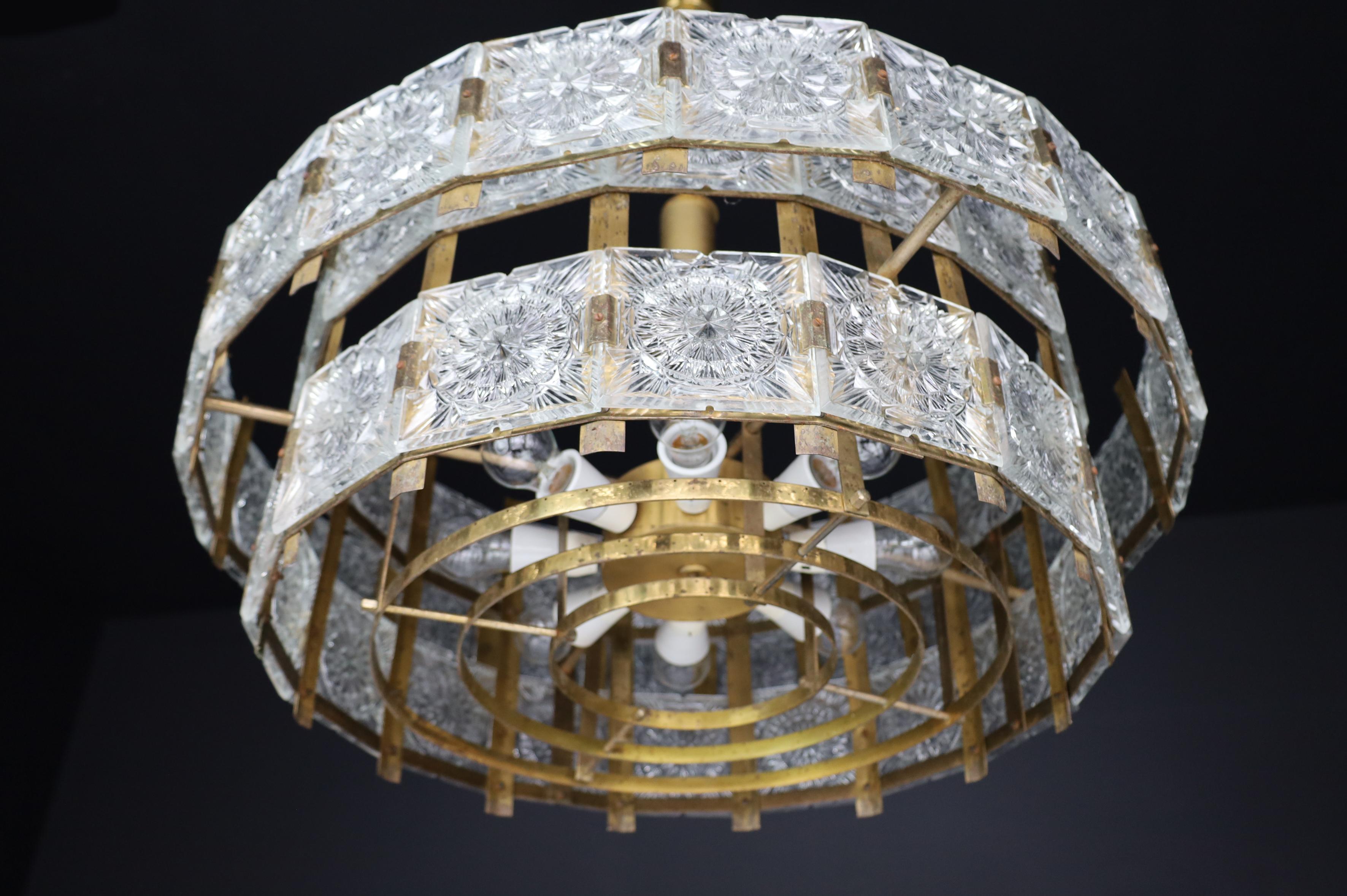 Large Extravagant Chandelier with Patinated Brass Fixture, Praque, 1960s For Sale 7