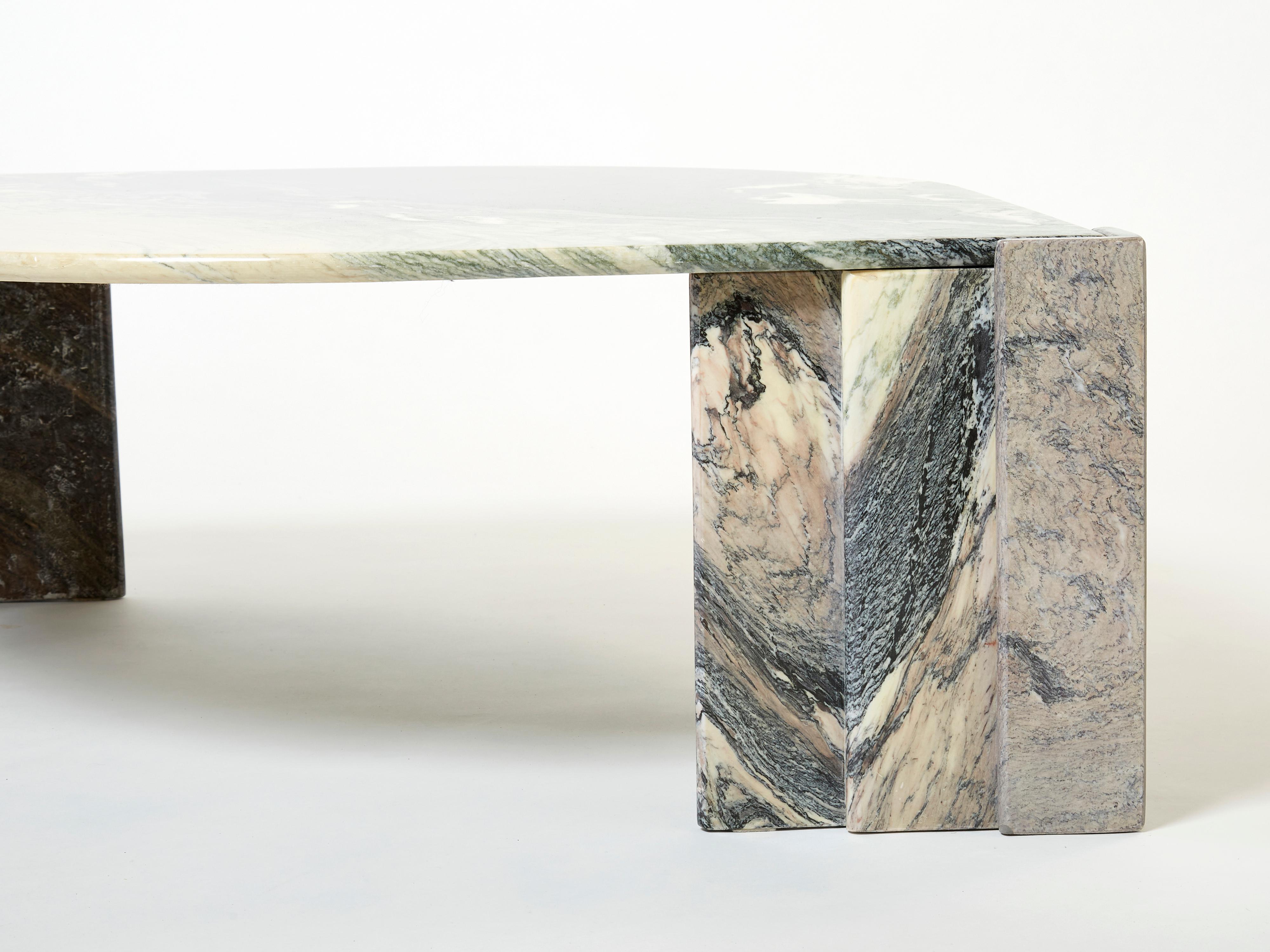 Large Eye Shaped Sicilian Marble Coffee Table, 1970s For Sale 1