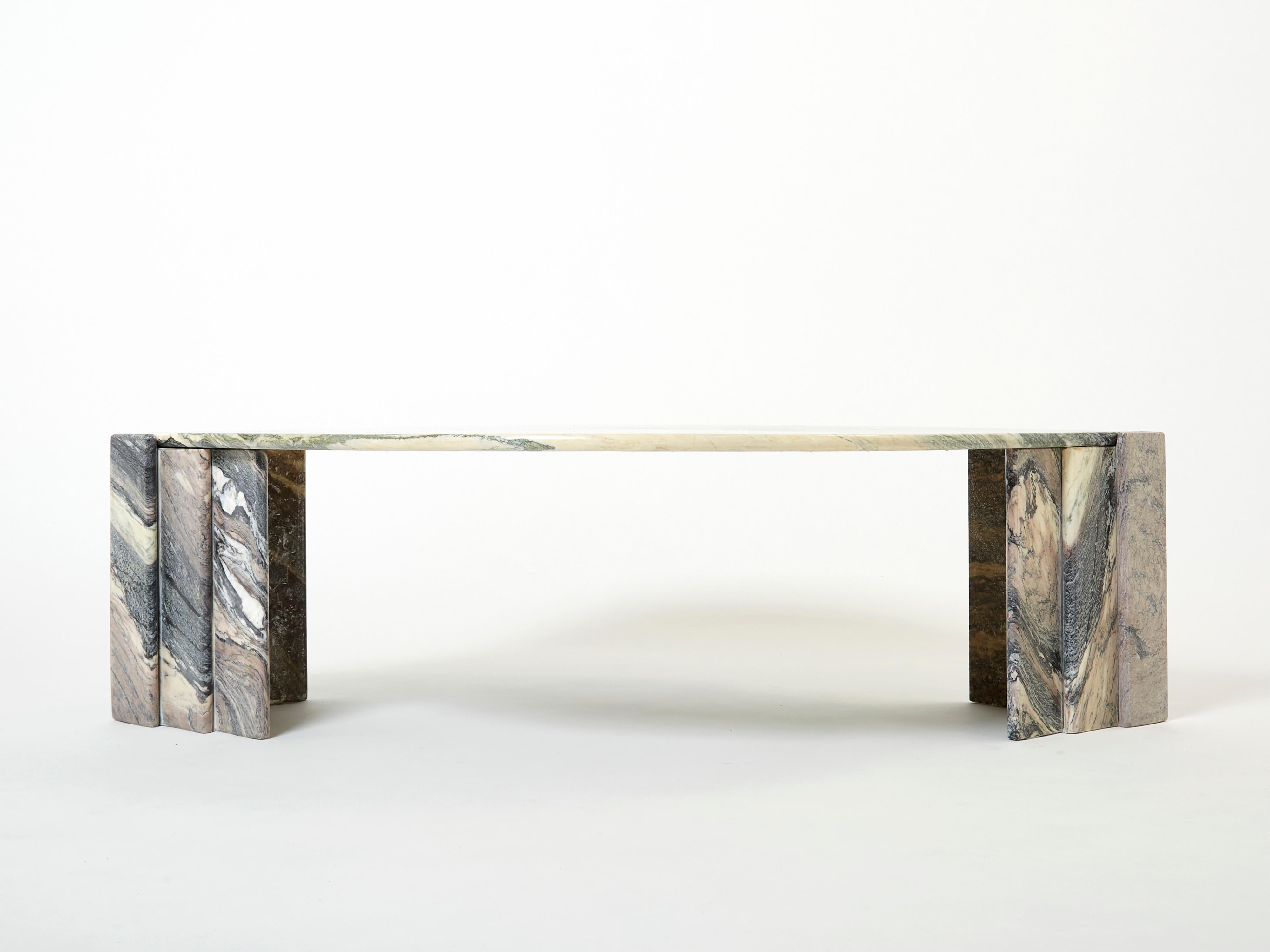 Large Eye Shaped Sicilian Marble Coffee Table, 1970s For Sale 3