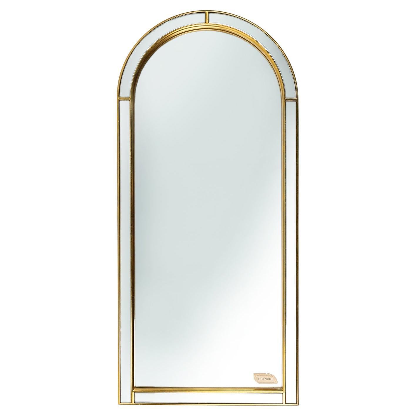 Grand miroir à facettes avec cadre doré par Deknudt, années 1960