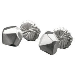 Large Facet Stud Earrings in Sterling Silver 925 by Leonie Simpson