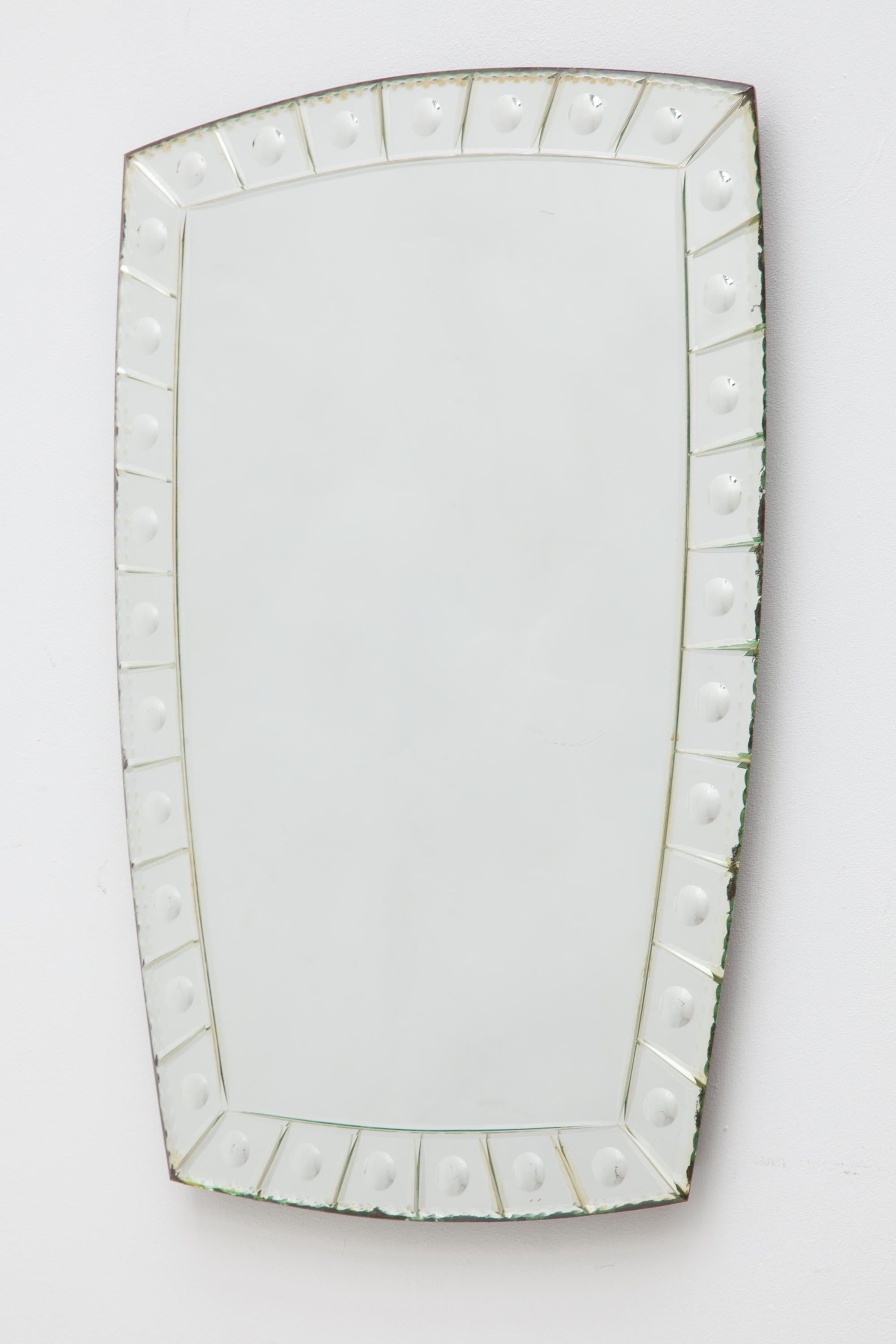 Large Faceted Art Deco Italian Wall Mirror 2