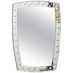 Large Faceted Art Deco Italian Wall Mirror