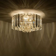 Large Faceted Prims and Gild Brass Flush Mount by J.T. Kalmar, 1970s