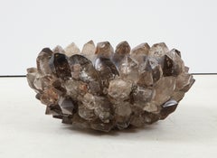 Large Faceted Smokey Quartz Centerpiece Bowl