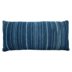 Cuscino lombare grande a righe indaco sbiadito tono su tono