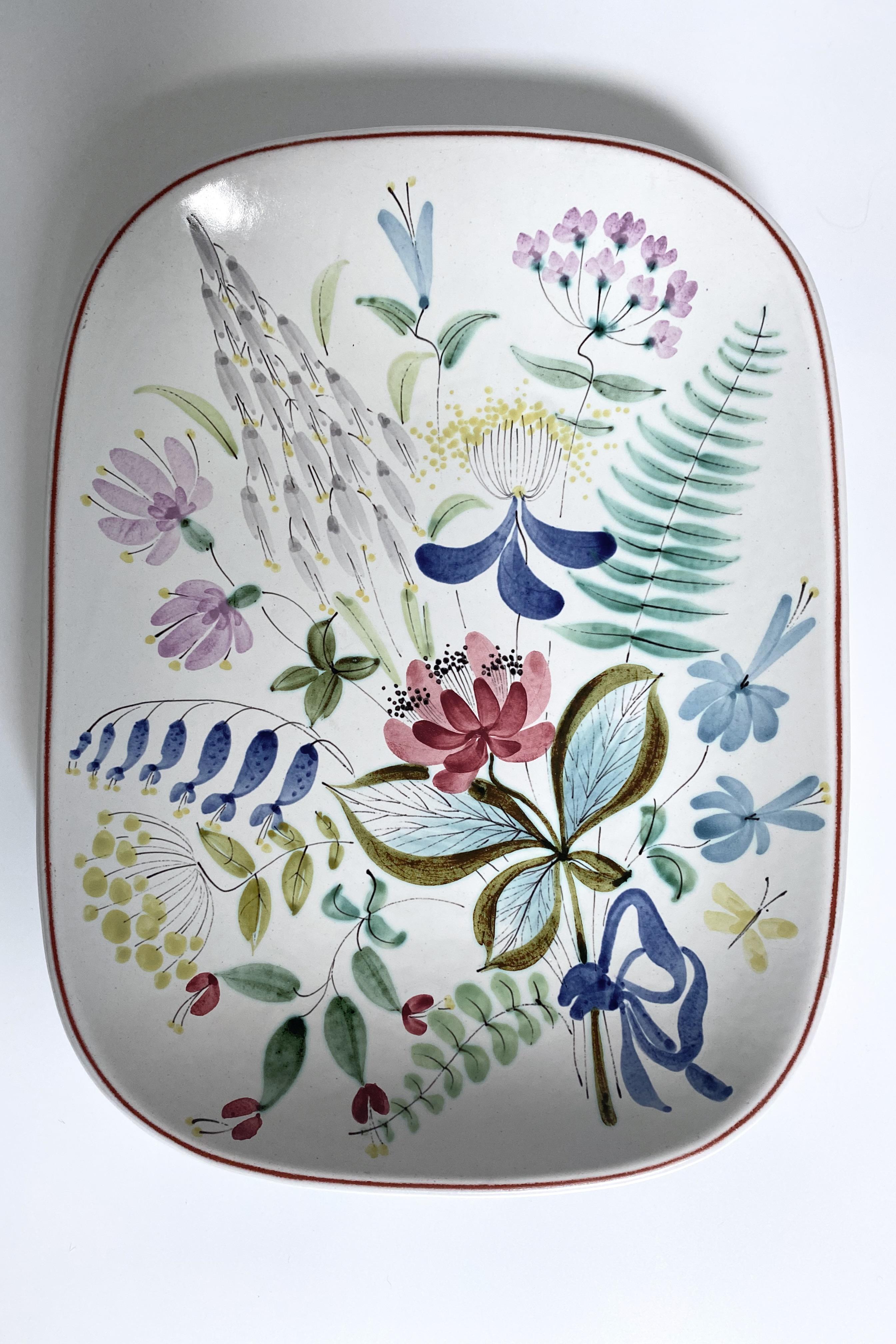Large Faience Ceramic Bowl and Plate by Stig Lindberg for Gustavsberg In Good Condition For Sale In Brooklyn, NY