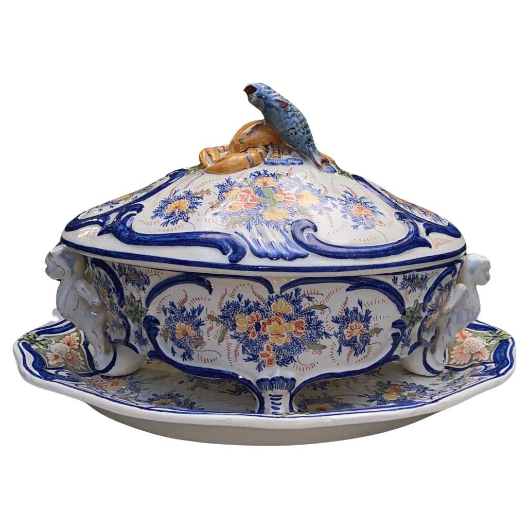 Large Faience Soup Tureen Delft, circa 1930 For Sale