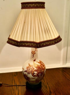 Large Famille Rose Dragon Vase Lamp, Classic Oriental Chintz