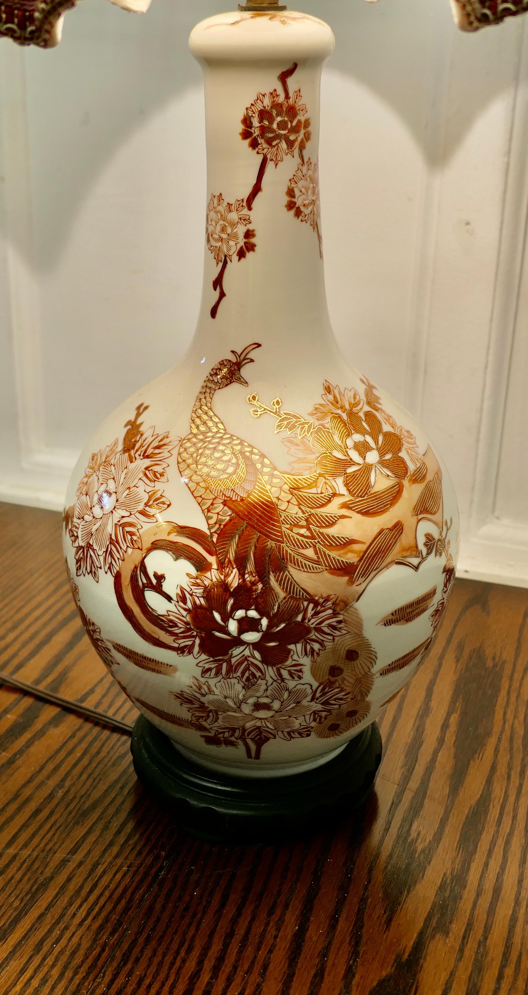 Chinoiserie Large Famille Rose Dragon Vase Lamp, Classic Oriental Chintz For Sale
