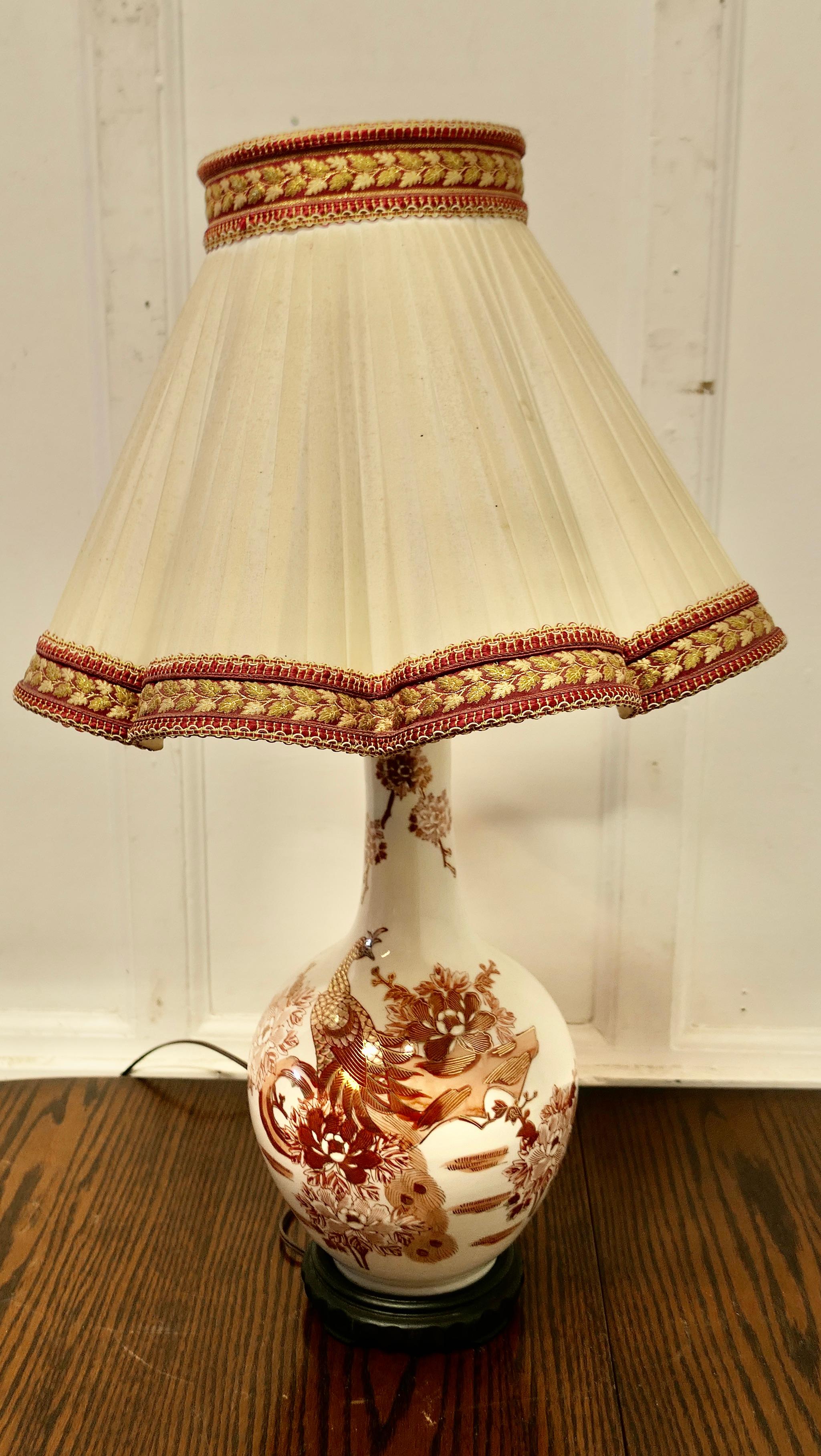 Large Famille Rose Dragon Vase Lamp, Classic Oriental Chintz For Sale 1