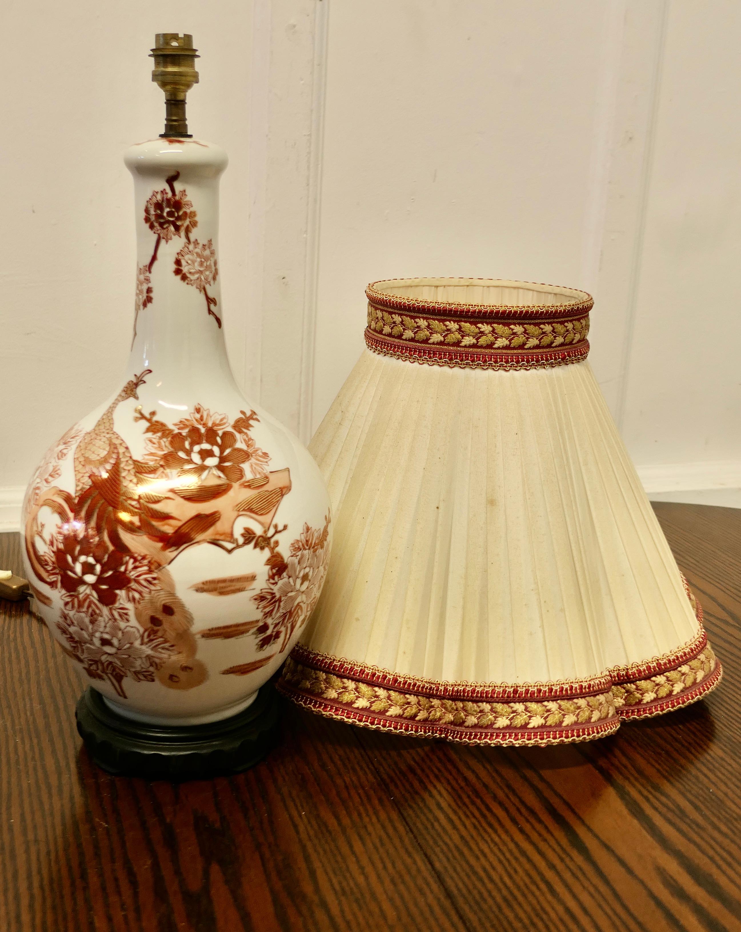 Large Famille Rose Dragon Vase Lamp, Classic Oriental Chintz For Sale 2