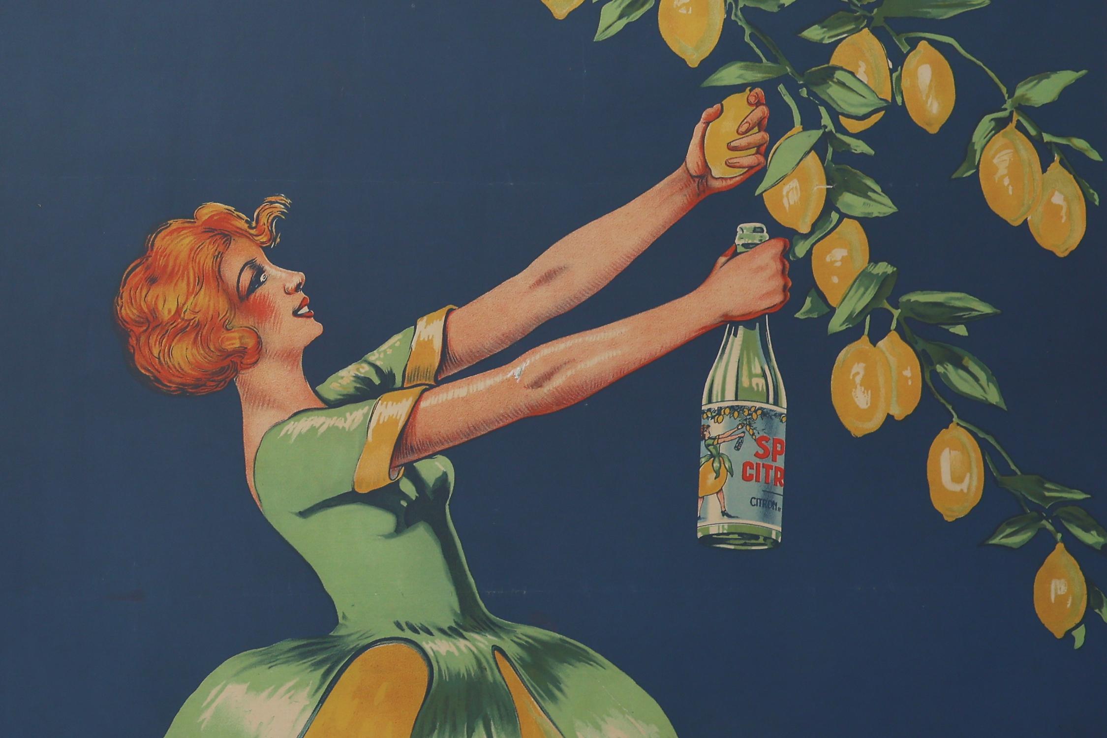 Große berühmte seltene Art Deco affiche von Geo für Spa, Belgien 1920er Jahre (Art déco) im Angebot
