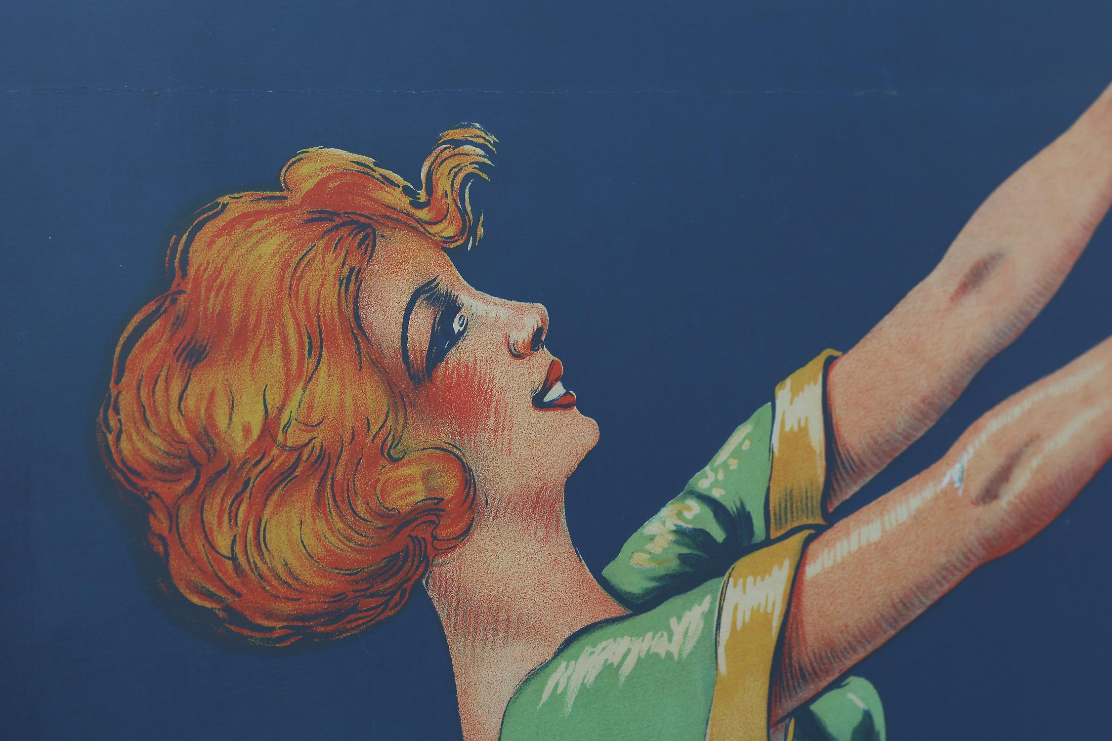 Große berühmte seltene Art Deco affiche von Geo für Spa, Belgien 1920er Jahre (Belgisch) im Angebot