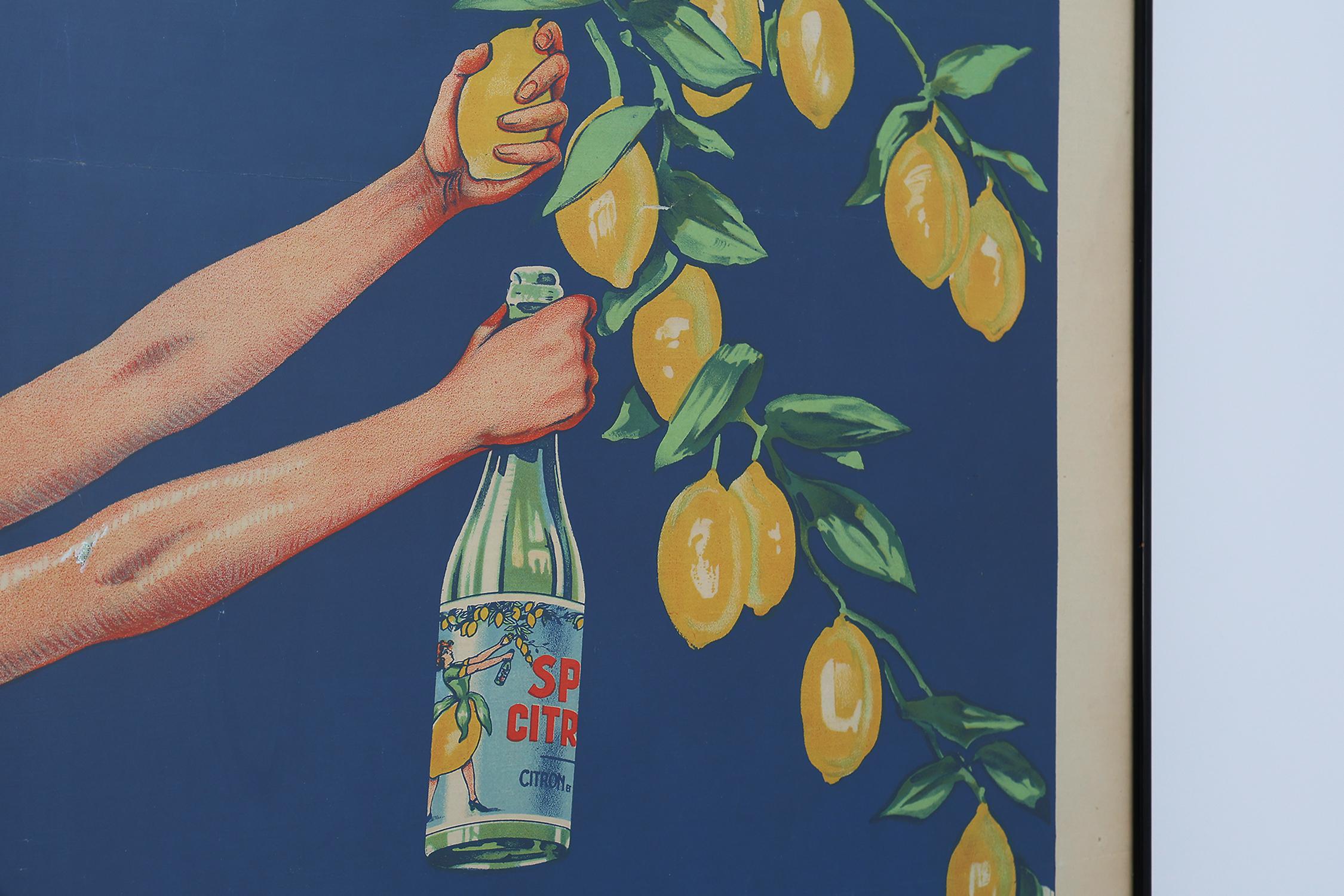 Große berühmte seltene Art Deco affiche von Geo für Spa, Belgien 1920er Jahre im Zustand „Gut“ im Angebot in Meulebeke, BE