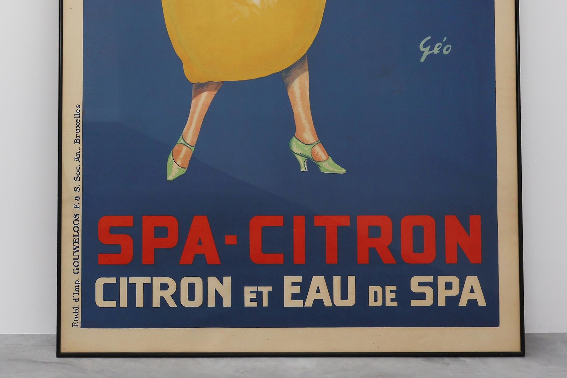Große berühmte seltene Art Deco affiche von Geo für Spa, Belgien 1920er Jahre im Angebot 1