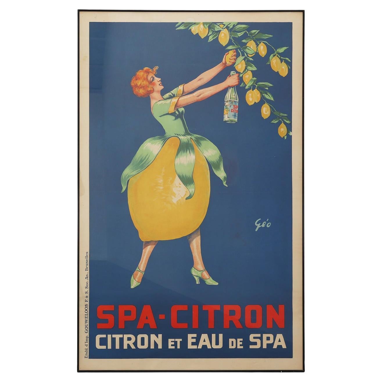 Große berühmte seltene Art Deco affiche von Geo für Spa, Belgien 1920er Jahre im Angebot