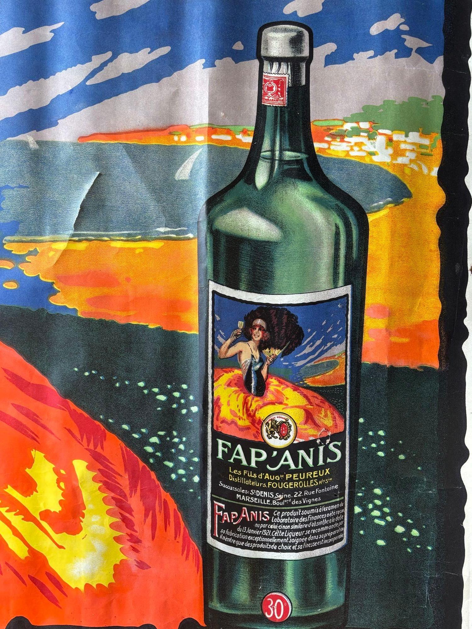 Francese Grande poster pubblicitario della bevanda Fap'Anis, 1930 circa in vendita