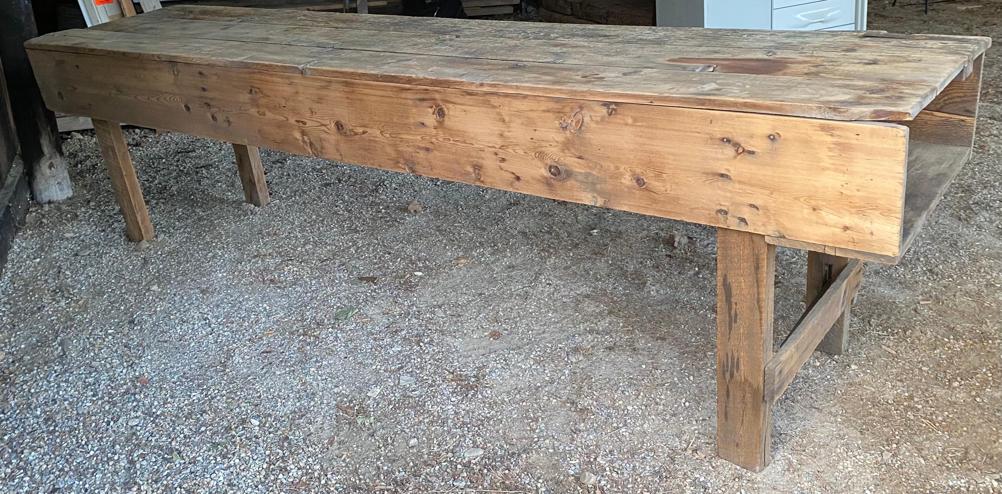 Hand-Crafted Large Farm Style Workbench Kitchen Island For Sale