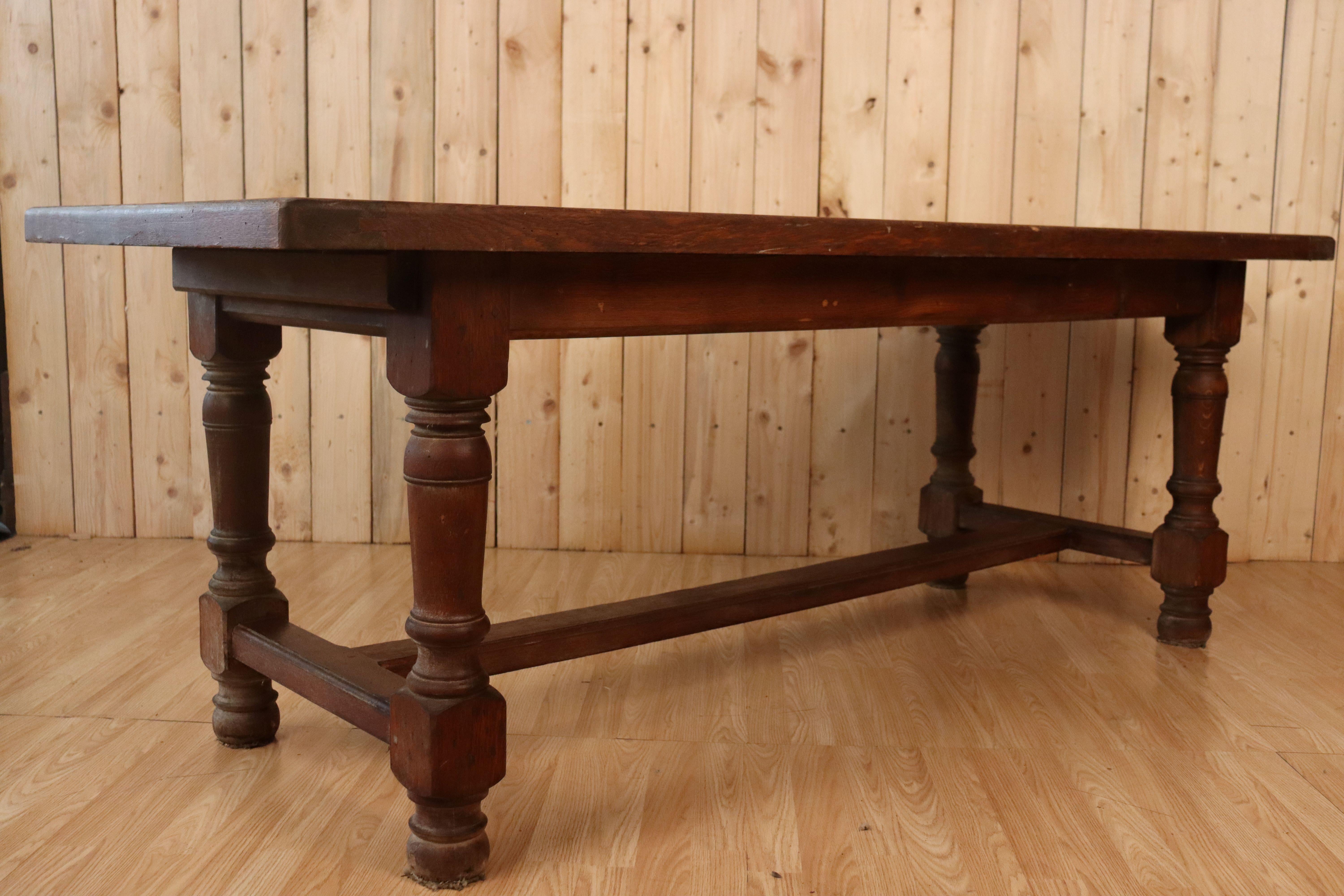 Large Farm Table In Solid Light Oak For Sale 1