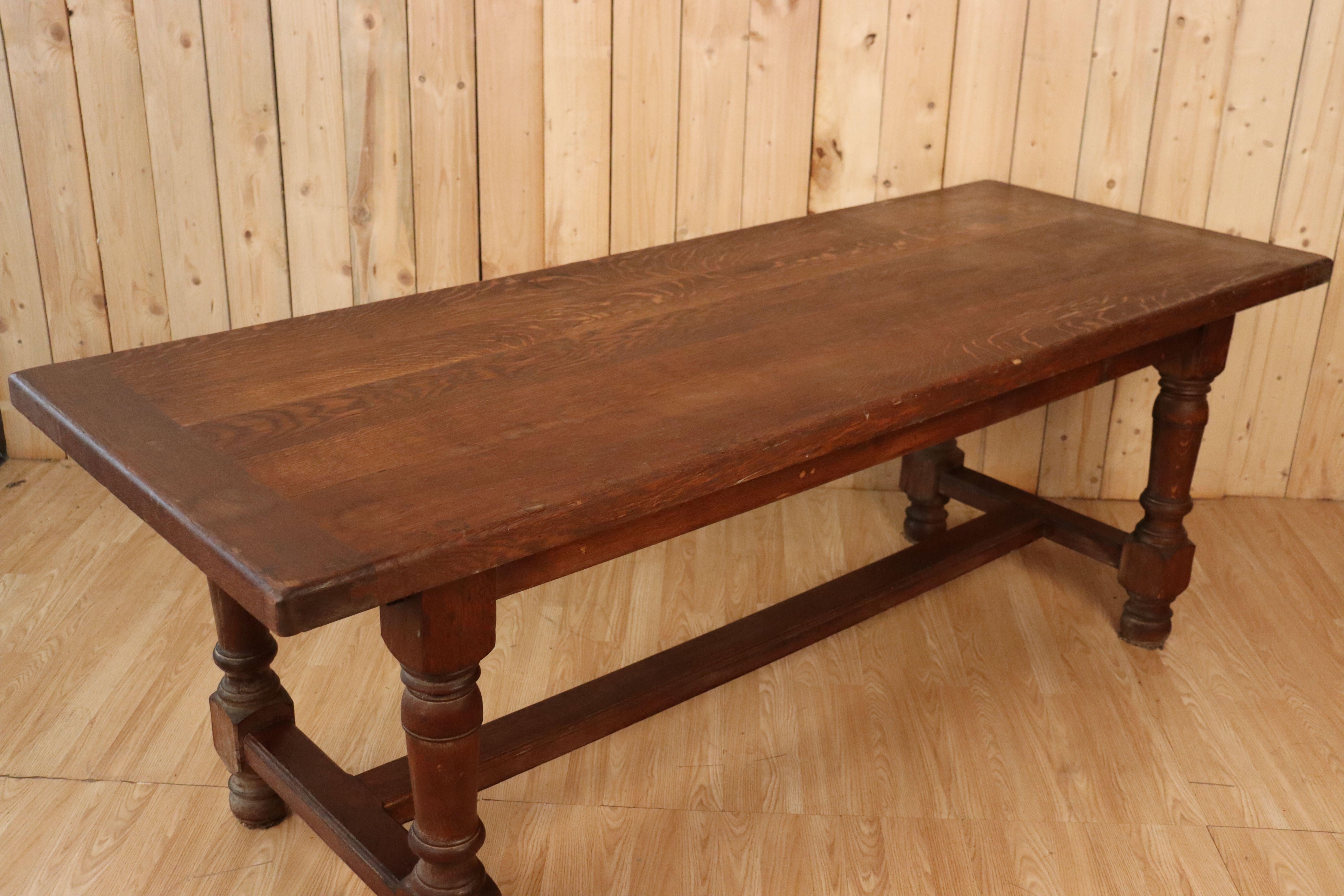 Large Farm Table In Solid Light Oak For Sale 2