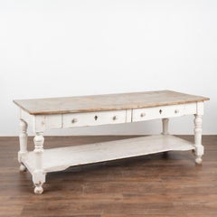 Large Farmhouse Console Kitchen Island With Shelf & Drawers Sweden circa 1860-80