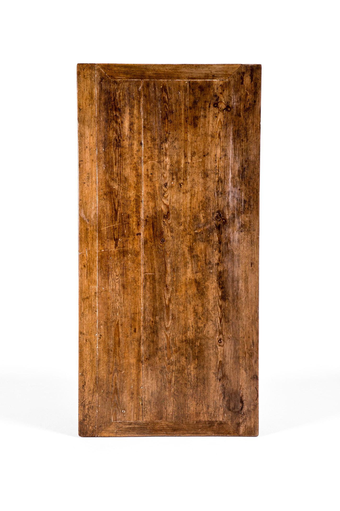 Hand-Carved Large Farmhouse Preparation Table with Deep Drawers For Sale