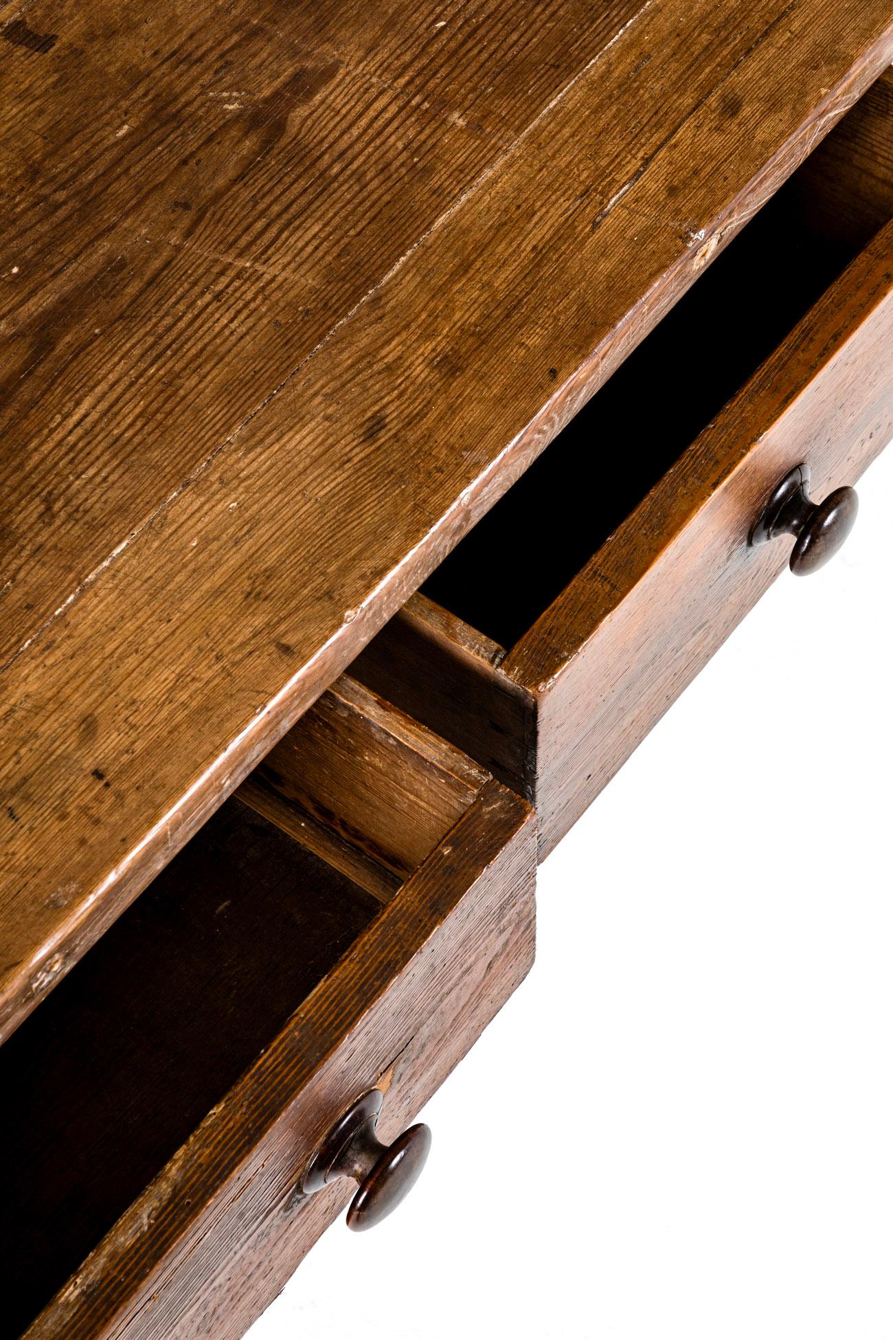 Large Farmhouse Preparation Table with Deep Drawers In Good Condition For Sale In Faversham, GB