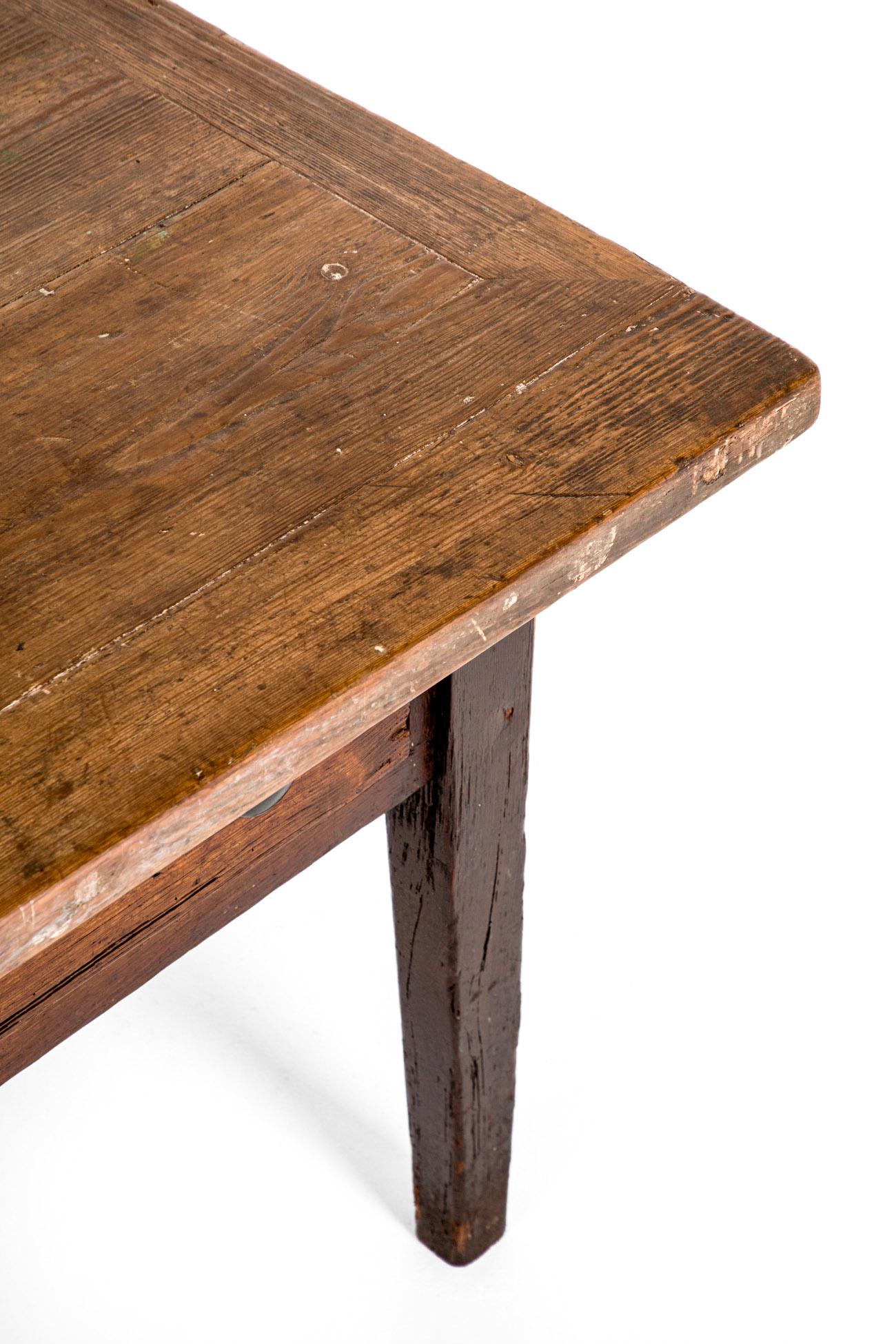 19th Century Large Farmhouse Preparation Table with Deep Drawers For Sale